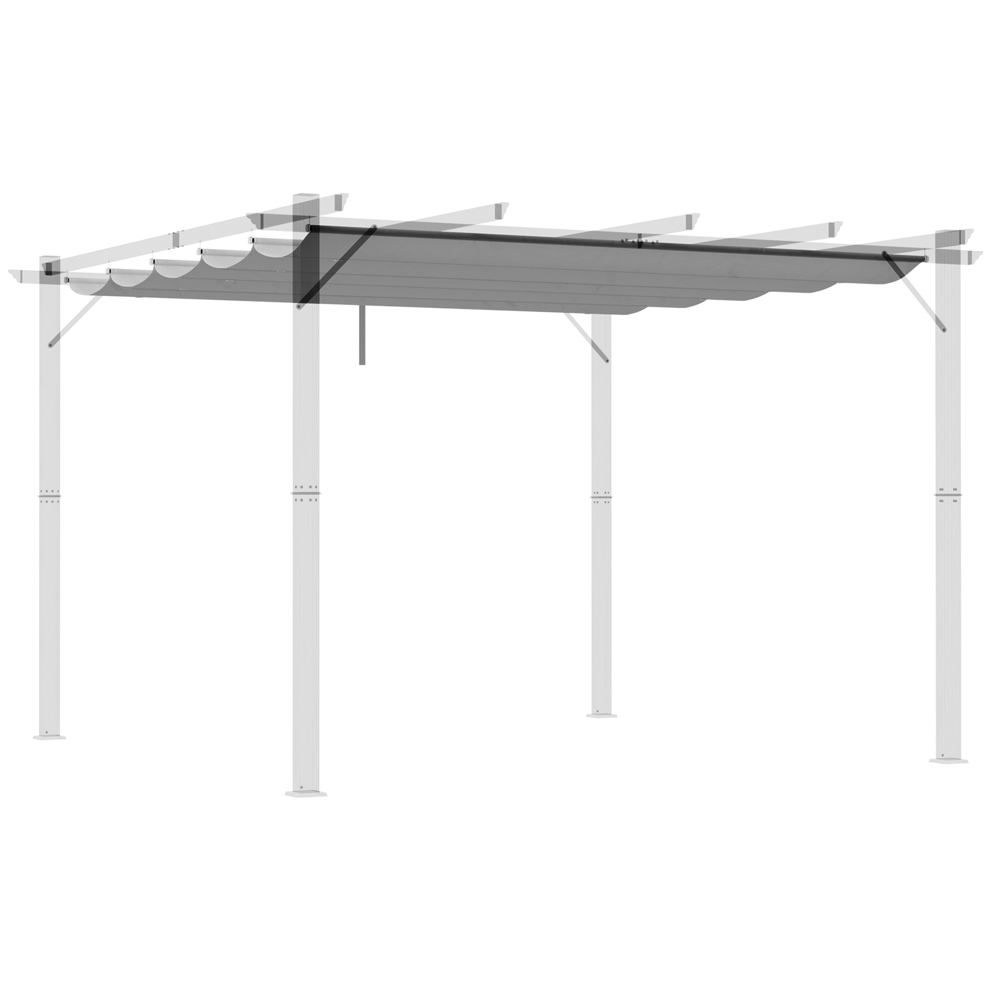 SUNVISTA Retractable Pergola Shade Cover, Replacement Canopy Fabric for 3 x 3 (m) Pergola, Gazebo Retractable Roof, Light Grey - Life Essentials