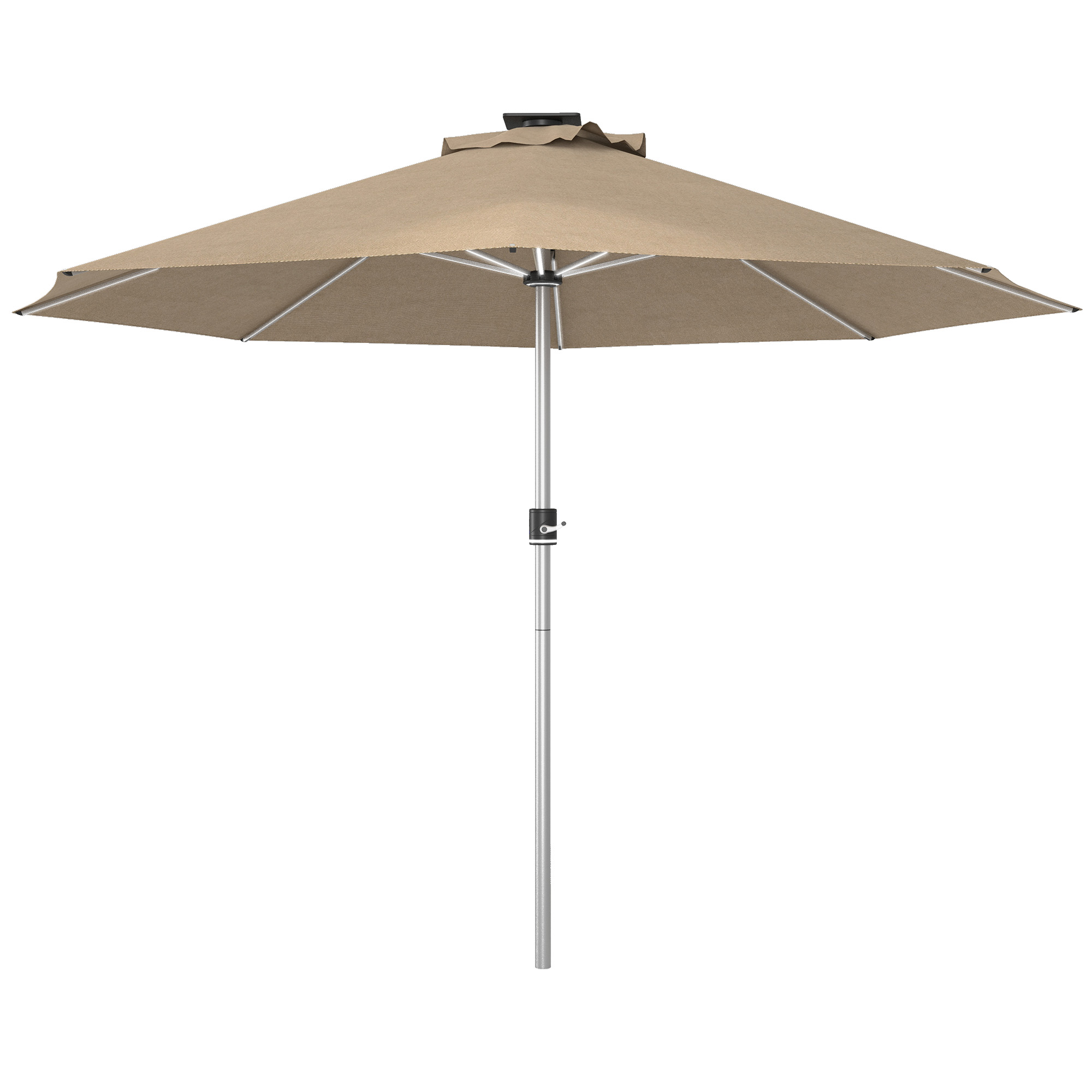 Jones Waterproof LED Patio Umbrella with 4 Lighting Modes - Khaki - Life Essentials