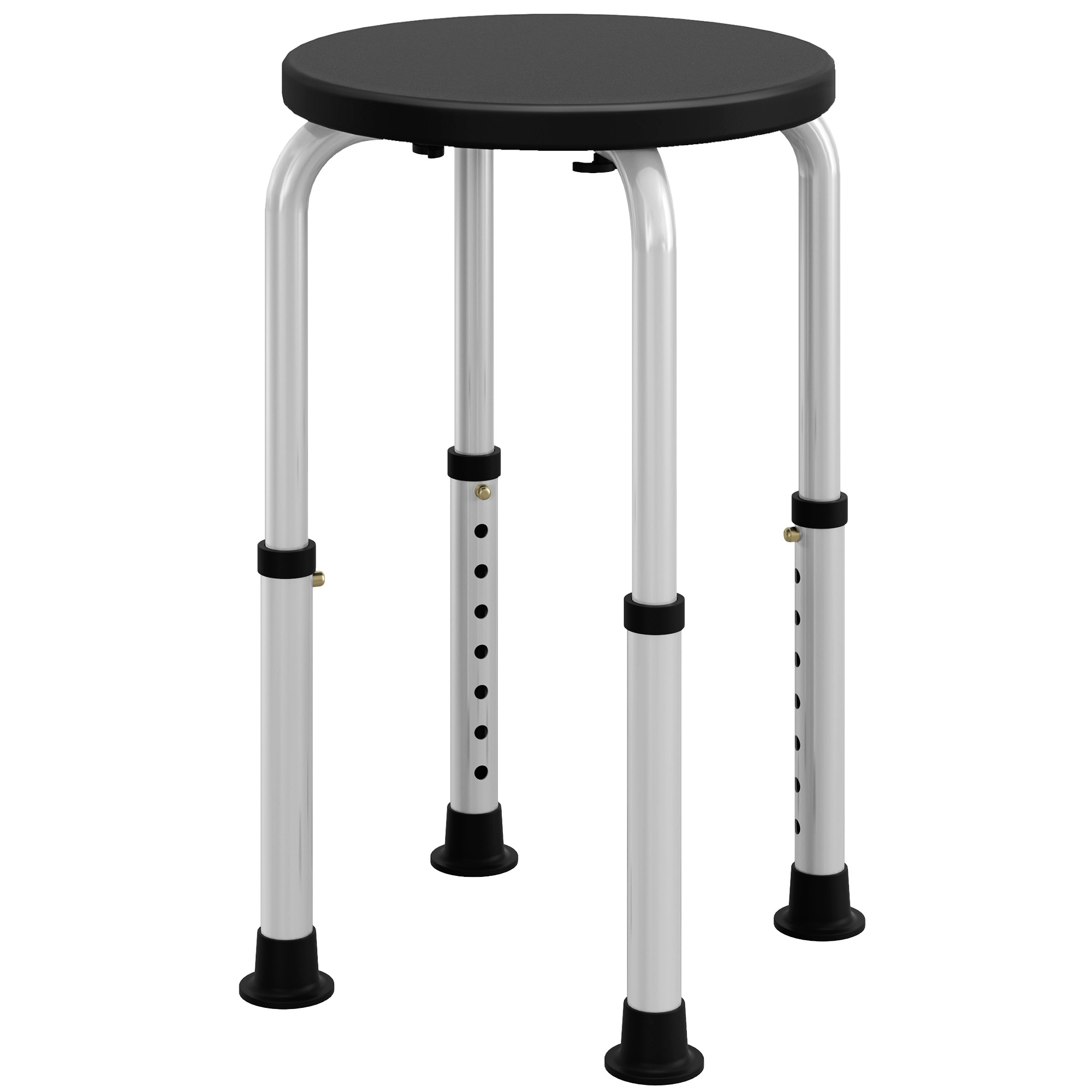 Shower Stool - Height Adjustable Aluminium Shower Stool with Non-Slip Feet for Disabled Black 32.2cm - Life Essentials