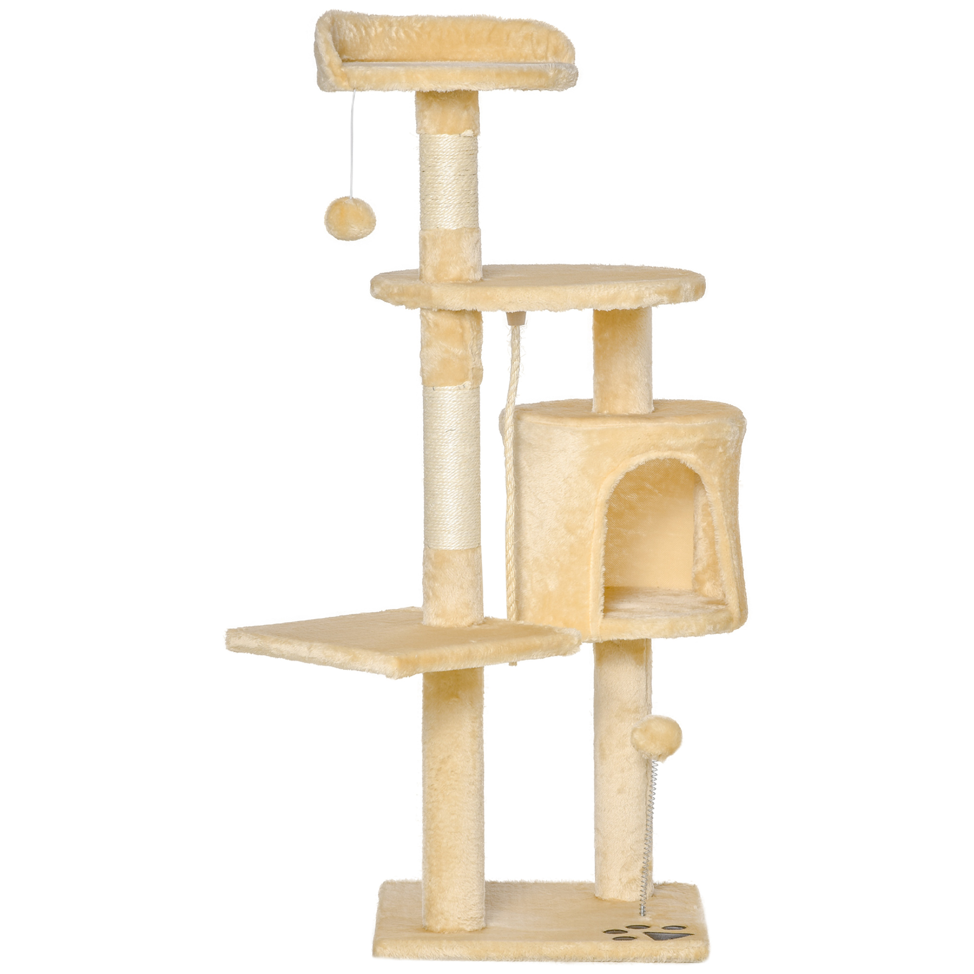 Cat Tree House, 114H cm-Beige - Life Essentials