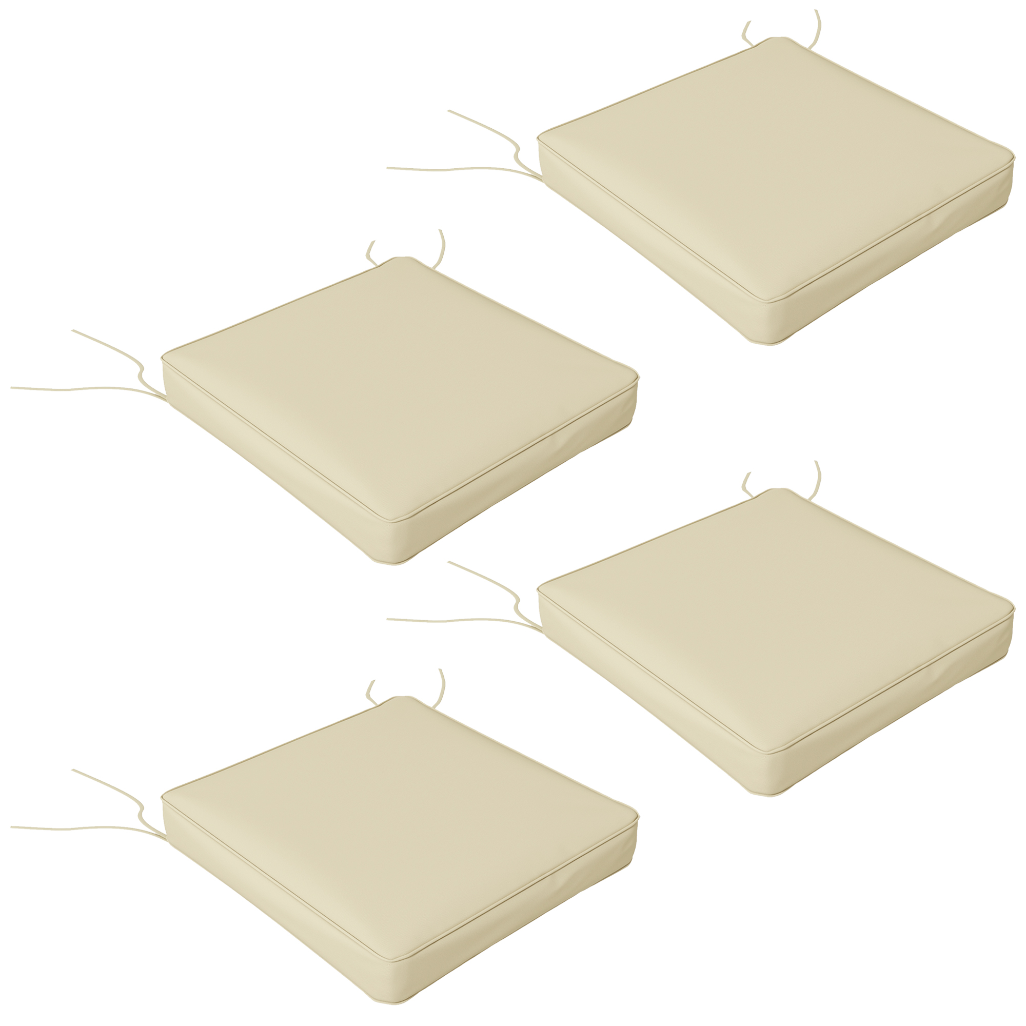 4-Piece Seat Cushions Pillow Replacement, Patio Chair Cushions Set with Ties for Indoor Outdoor, Beige - Life Essentials