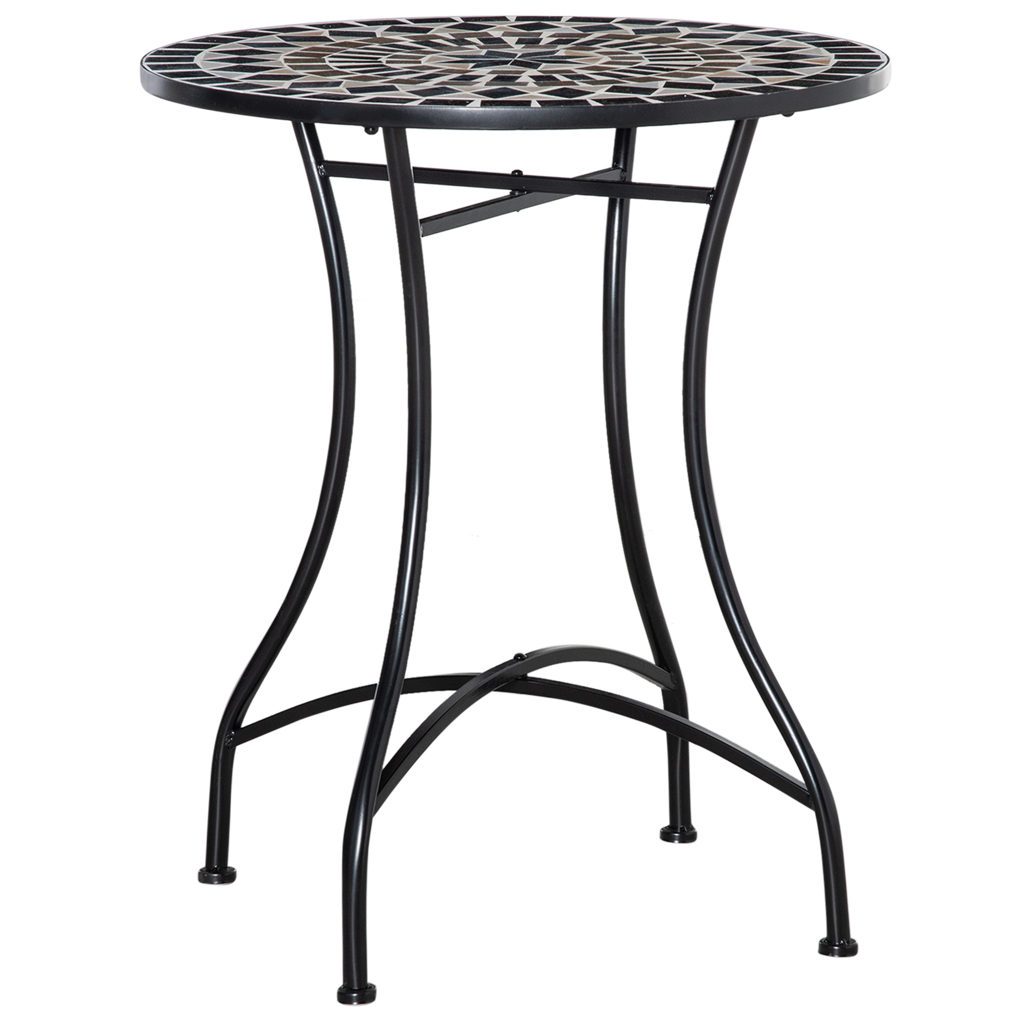 SUNVISTA Î 60cm Mosaic Outdoor Patio Table - Black - Life Essentials