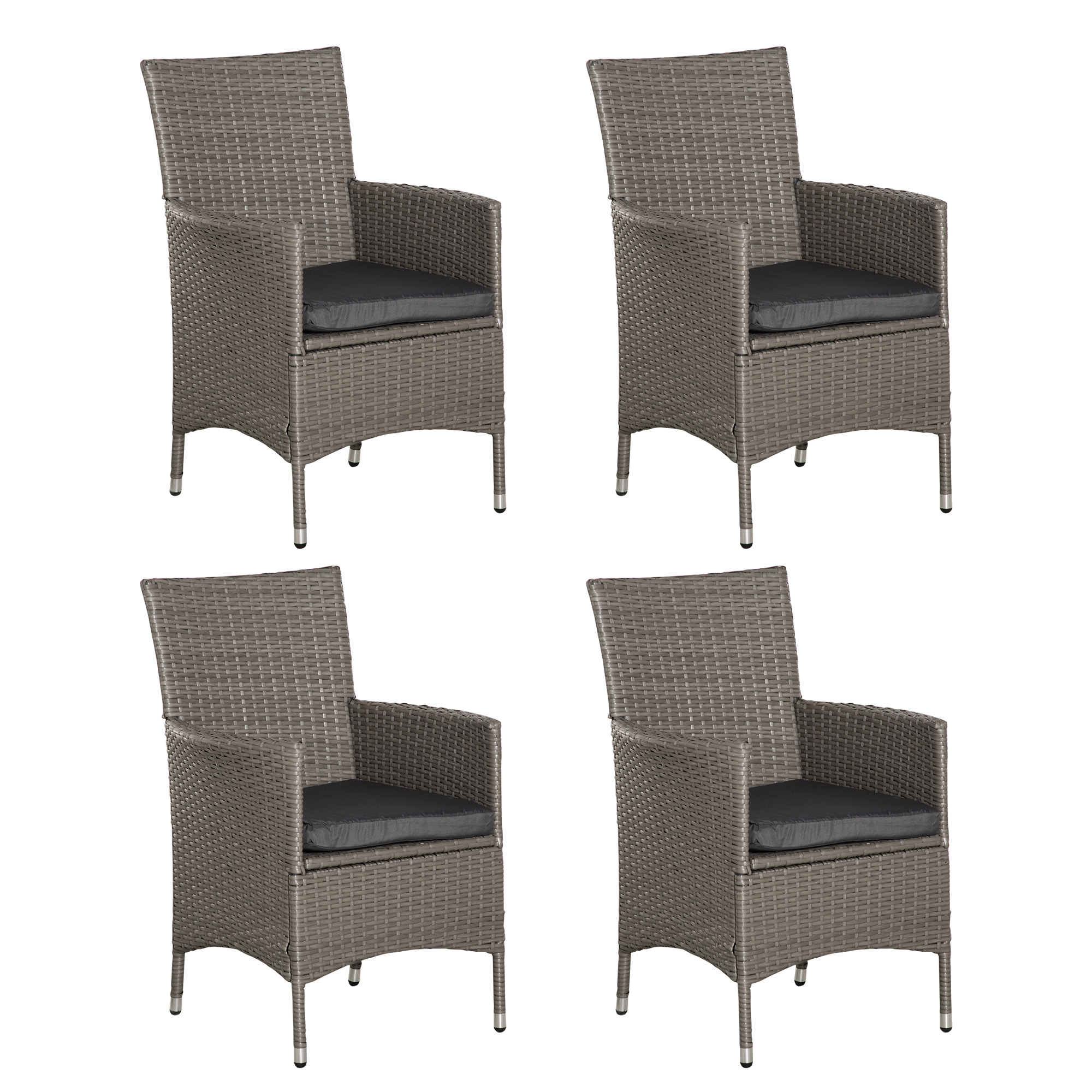 4PC Rattan Chair Patio Sofa Chairs Set Cushioned Outdoor Rattan Furniture - Life Essentials