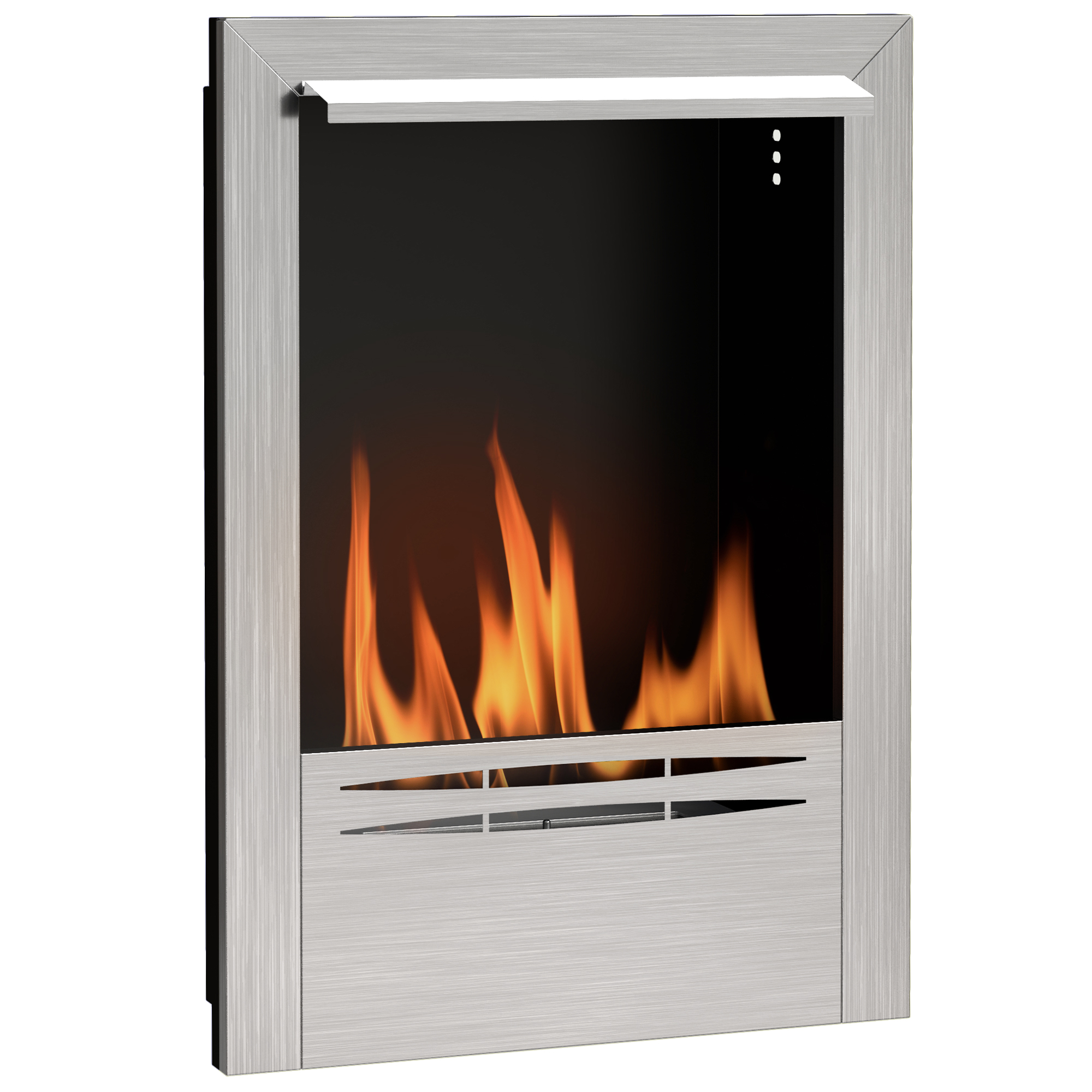 HERON Stainless Steel Ethanol Fireplace Insert, Bioethanol Fire, Indoor Ethanol Burner with 0.9 Litres Volume, Silver - Life Essentials