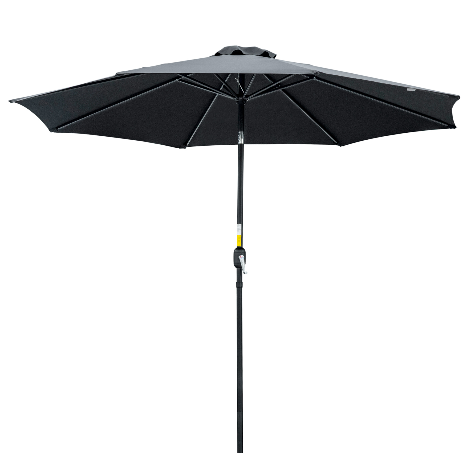 3M Tilting Parasol Garden Umbrellas, Outdoor Sun Shade with 8 Ribs, Tilt and Crank Handle for Balcony, Bench, Garden, Black - Life Essentials