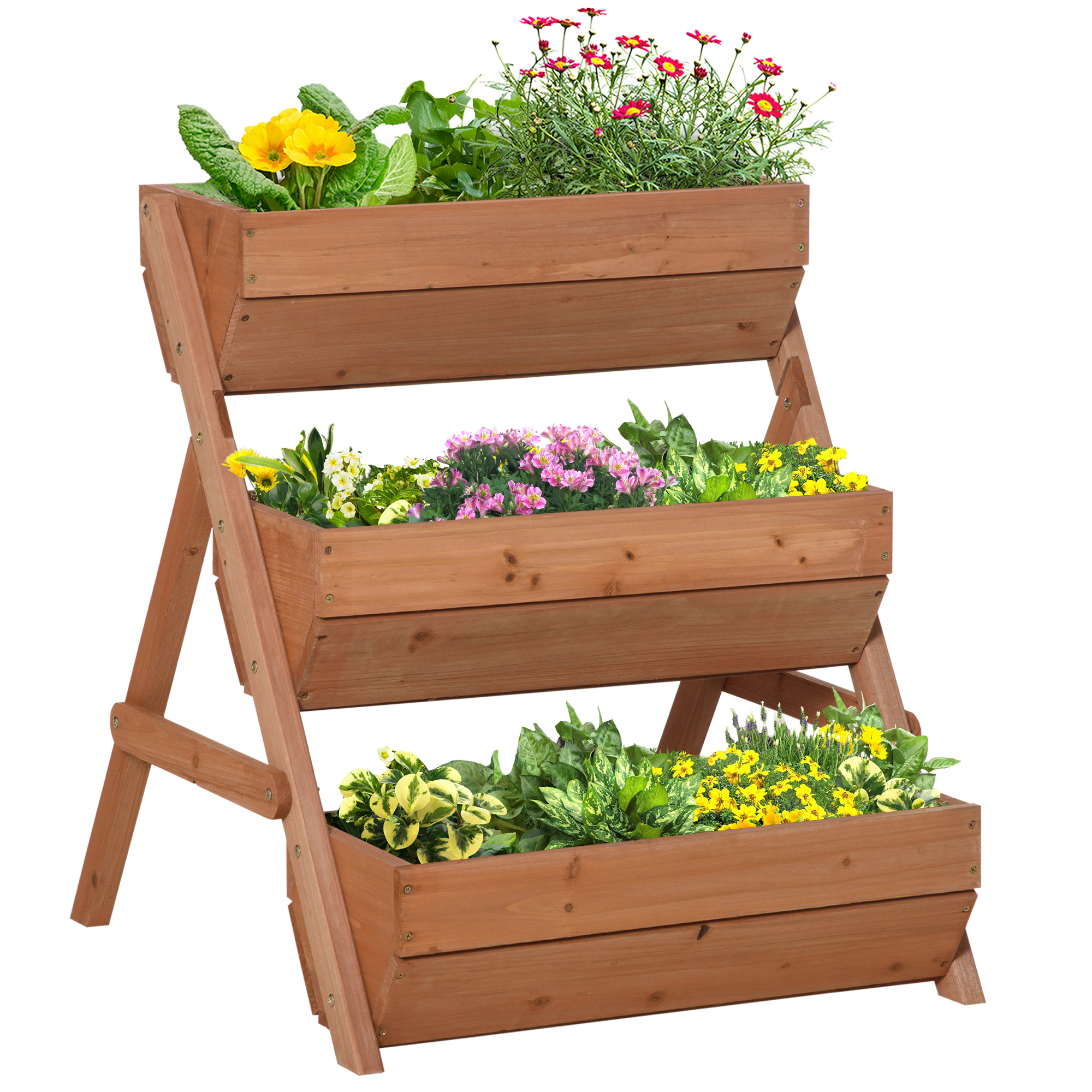 3-Tier Wooden Raised Garden Bed for Vegetables and Herbs - Life Essentials