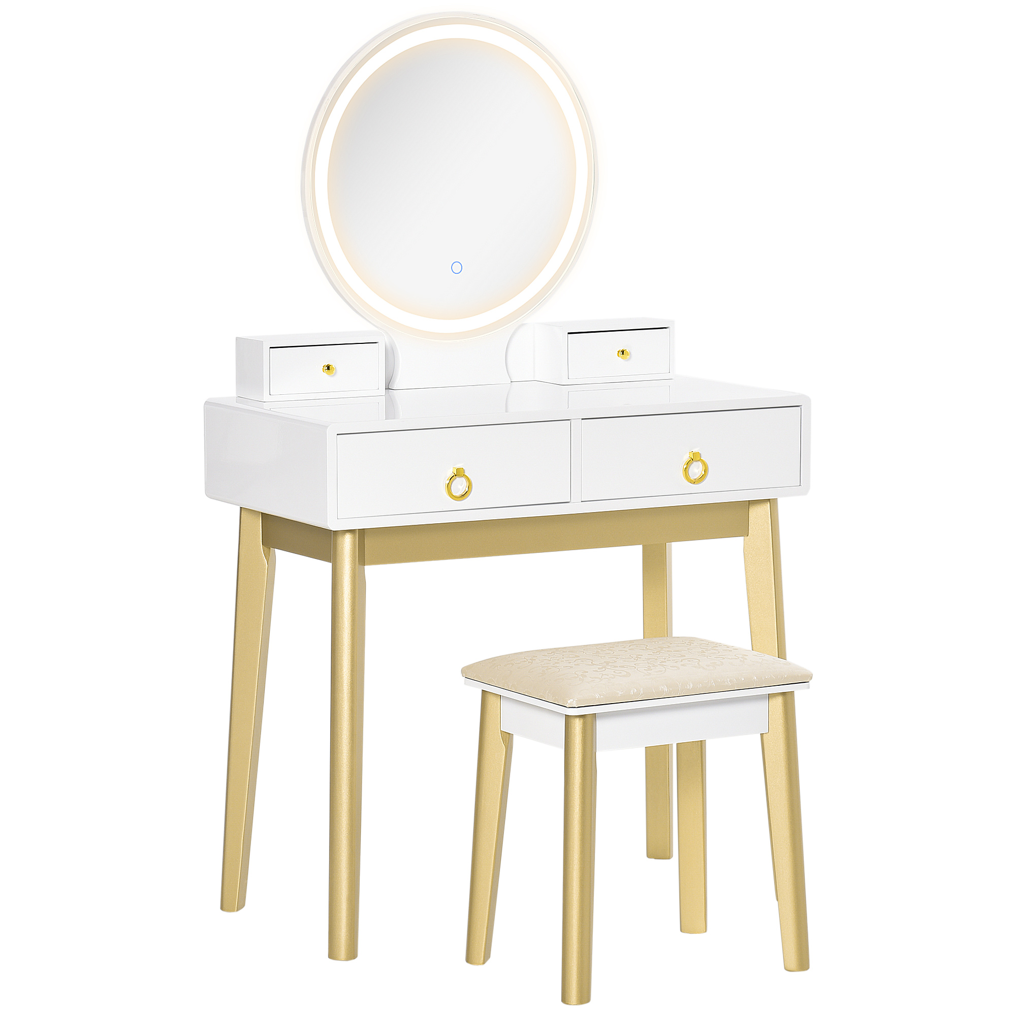Dressing Table - LJUBLJANA 4 Drawer Dresser White 80cm - Life Essentials