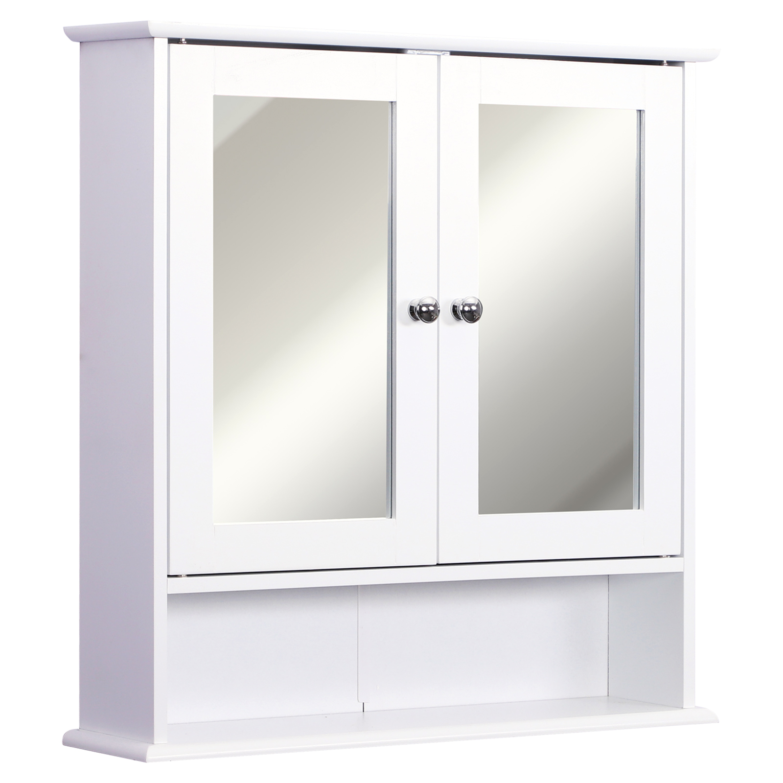 Wall-mounted Bathroom Cabinet Mirror Door, 56L x 13W x 58Hcm-White - Life Essentials