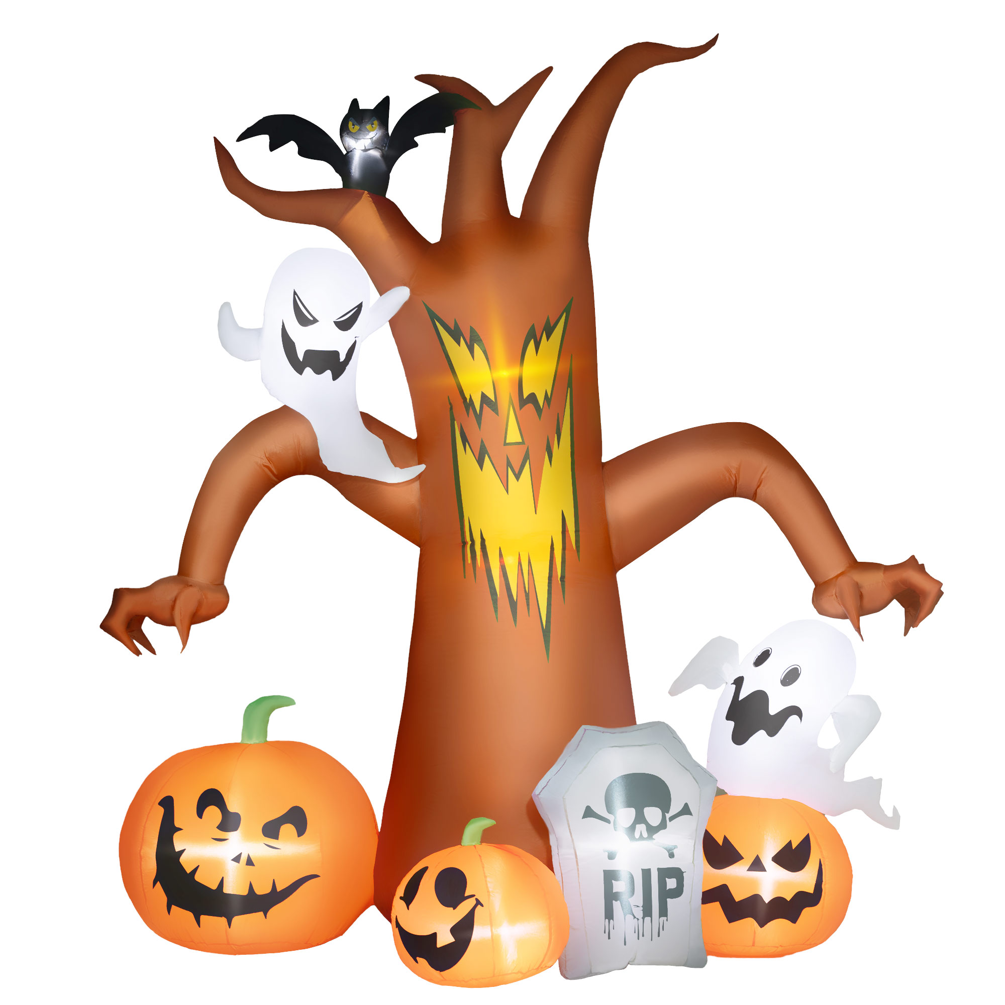 Jones Outdoor 7.9FT Tall Halloween Inflatable Ghost Tree - Orange - Life Essentials
