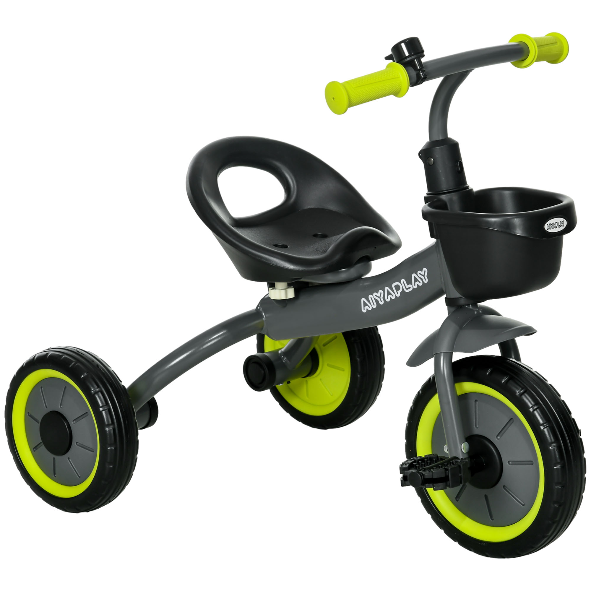 AIYAPLAY Kids Trike, Tricycle, with Adjustable Seat, Basket, Bell, for Ages 2-5 Years - Black - Life Essentials