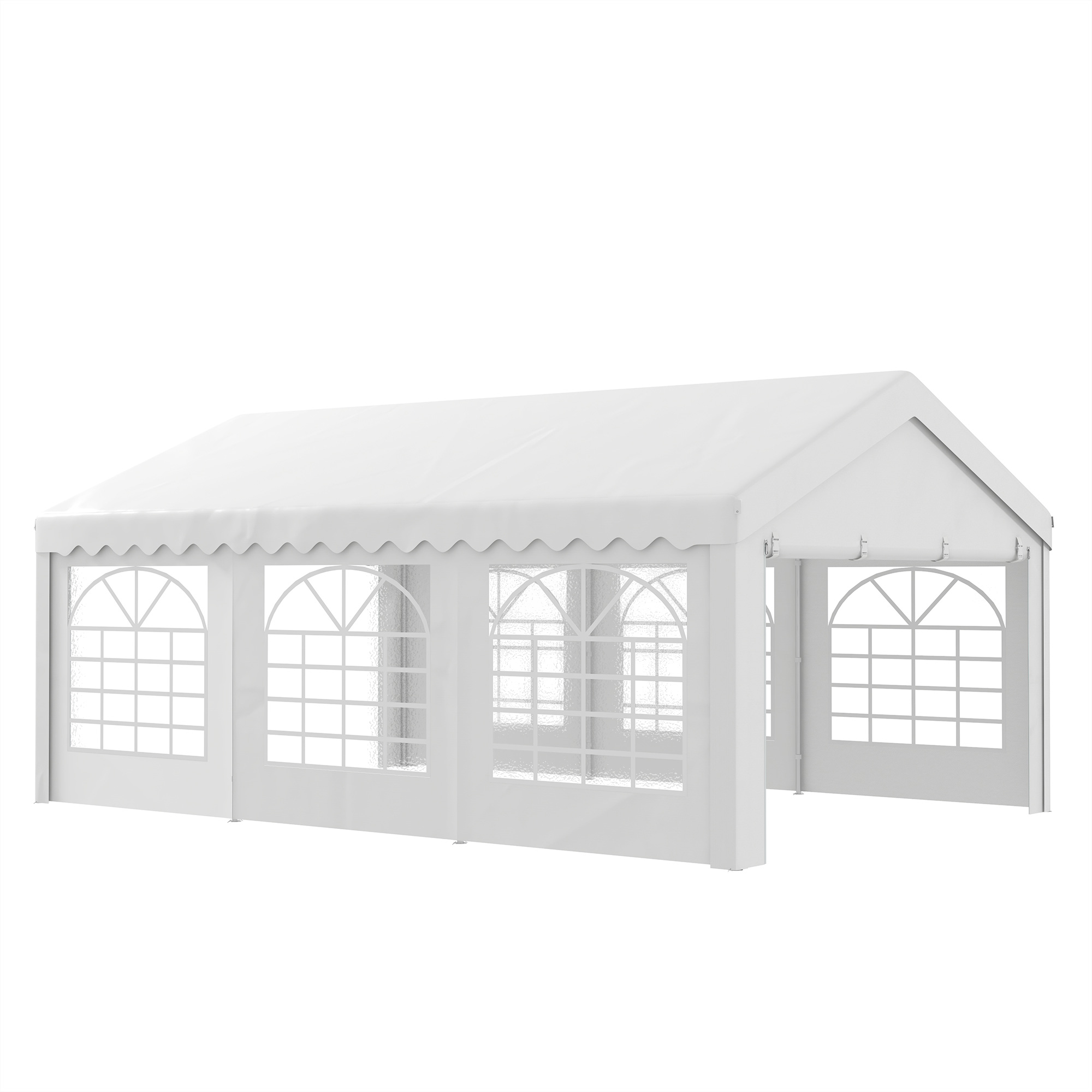 Gazebo, Steel Frame, Water Resistant, size 6x4 m-White - Life Essentials