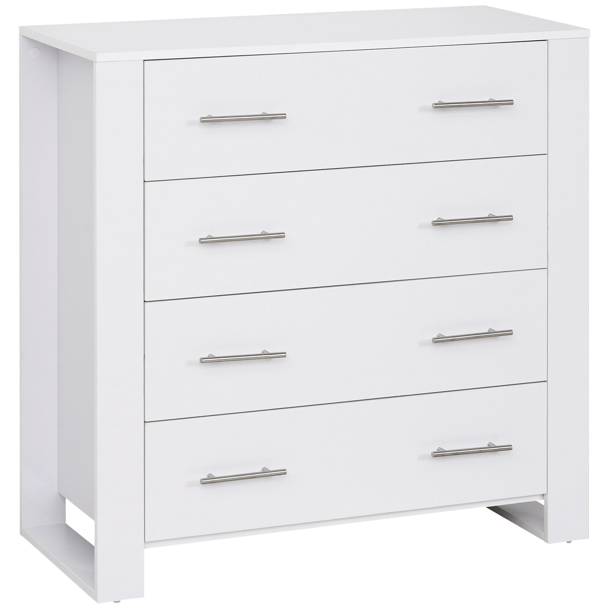HERON II White Chest of Drawers - Medium-sized, 4 Drawers - Life Essentials