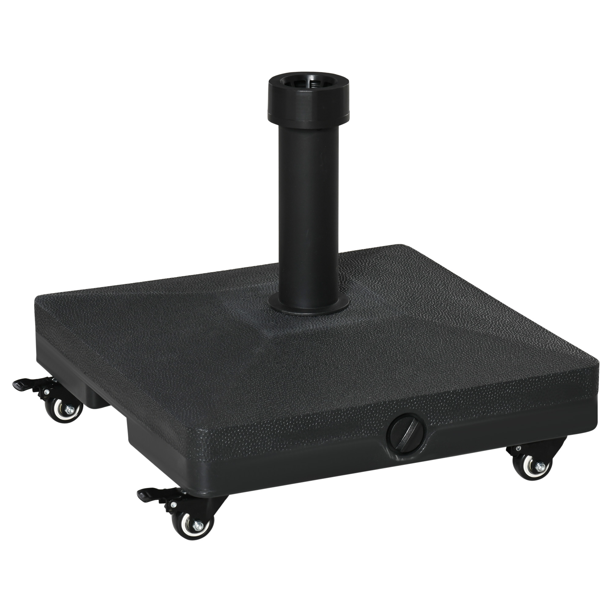 20kg Garden Parasol Base with Wheels Heavy Duty Sand or Water Filled Patio Umbrella Base for Outdoor Deck Beach Black - Life Essentials