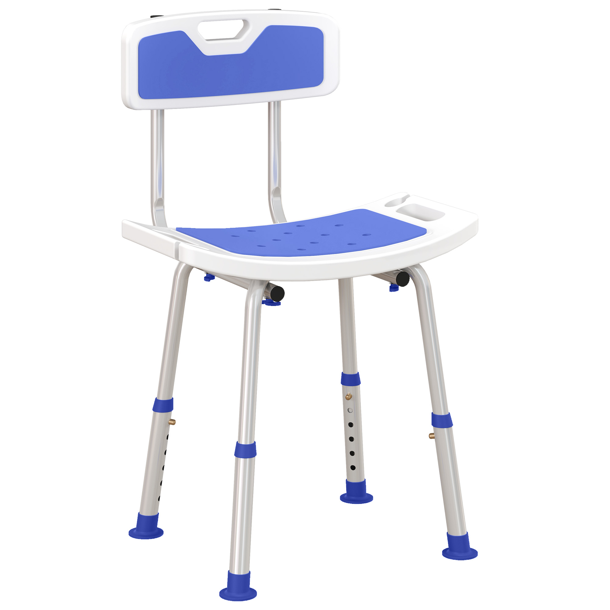 Shower Stool - Height Adjustable Shower Chair with Anti-slip Foot Pads Blue 51.5cm - Life Essentials