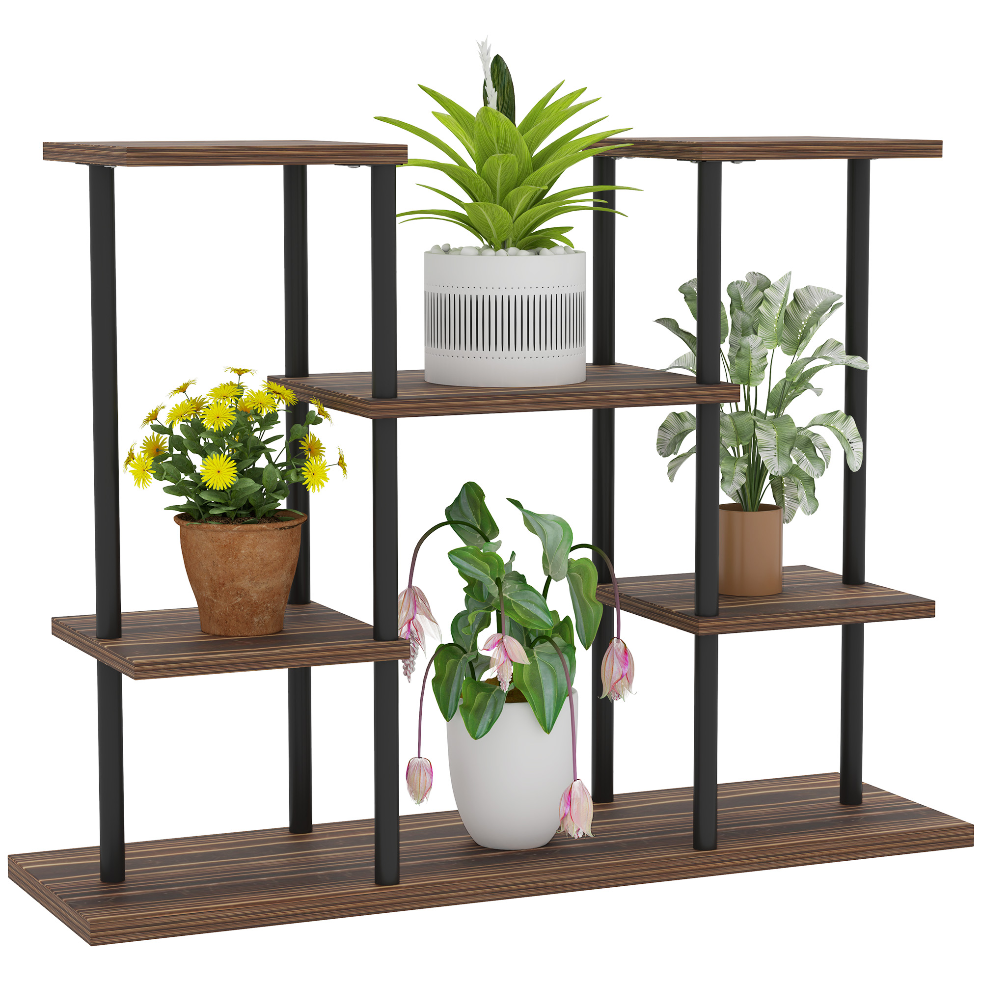 SUNVISTA Four-Tier Wooden Shelf Plant Stand - Life Essentials