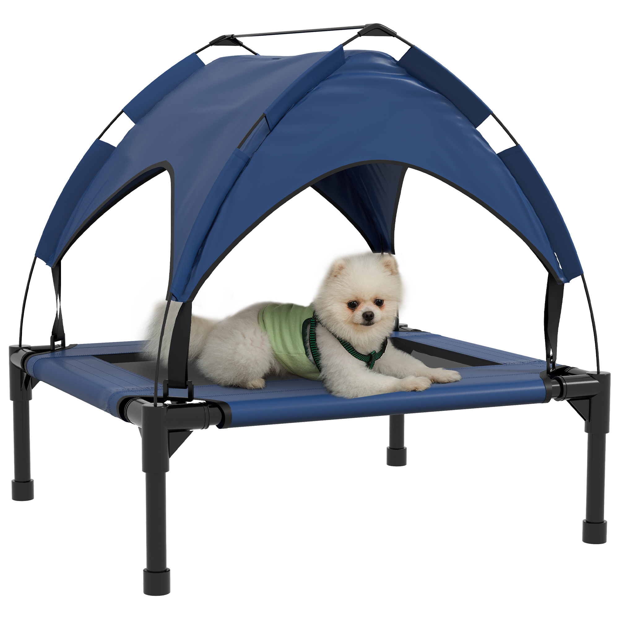 Cooling Raised Pet Bed with Washable Breathable Mesh for Small Medium Dogs - Dark Blue - Life Essentials