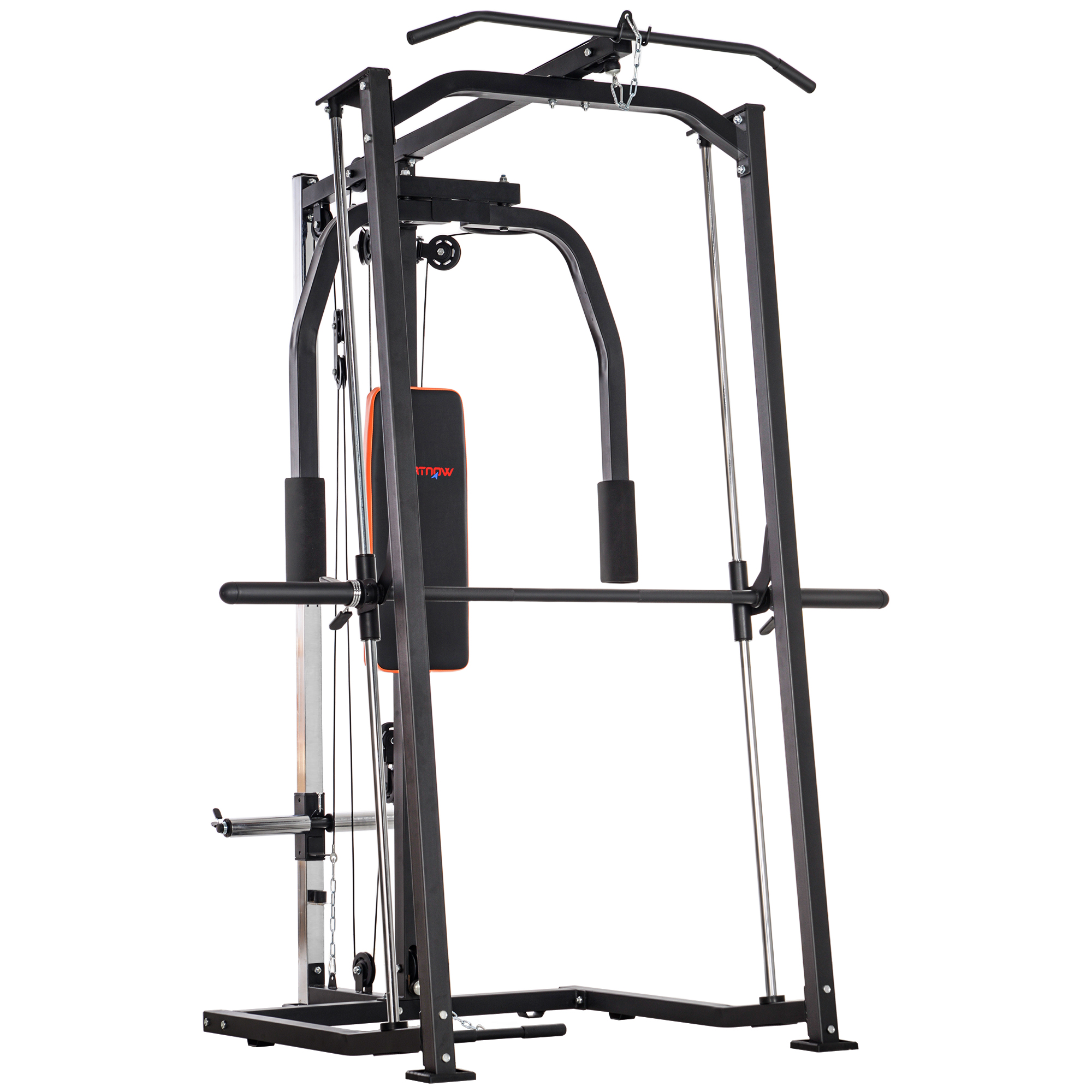 SPORTEDGE 3 In 1 Smith Machine with Dual Cable Pulley System, Chest Press Station, 17-Level Squat Rack and Barbell Bar - Life Essentials