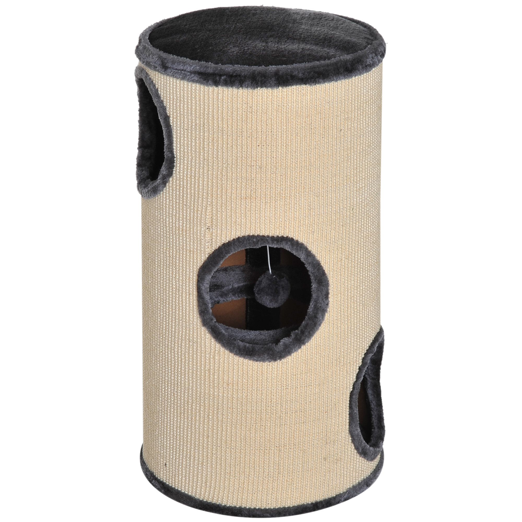 Cat Tree, Plush, 38x70H cm-Beige/Grey - Life Essentials