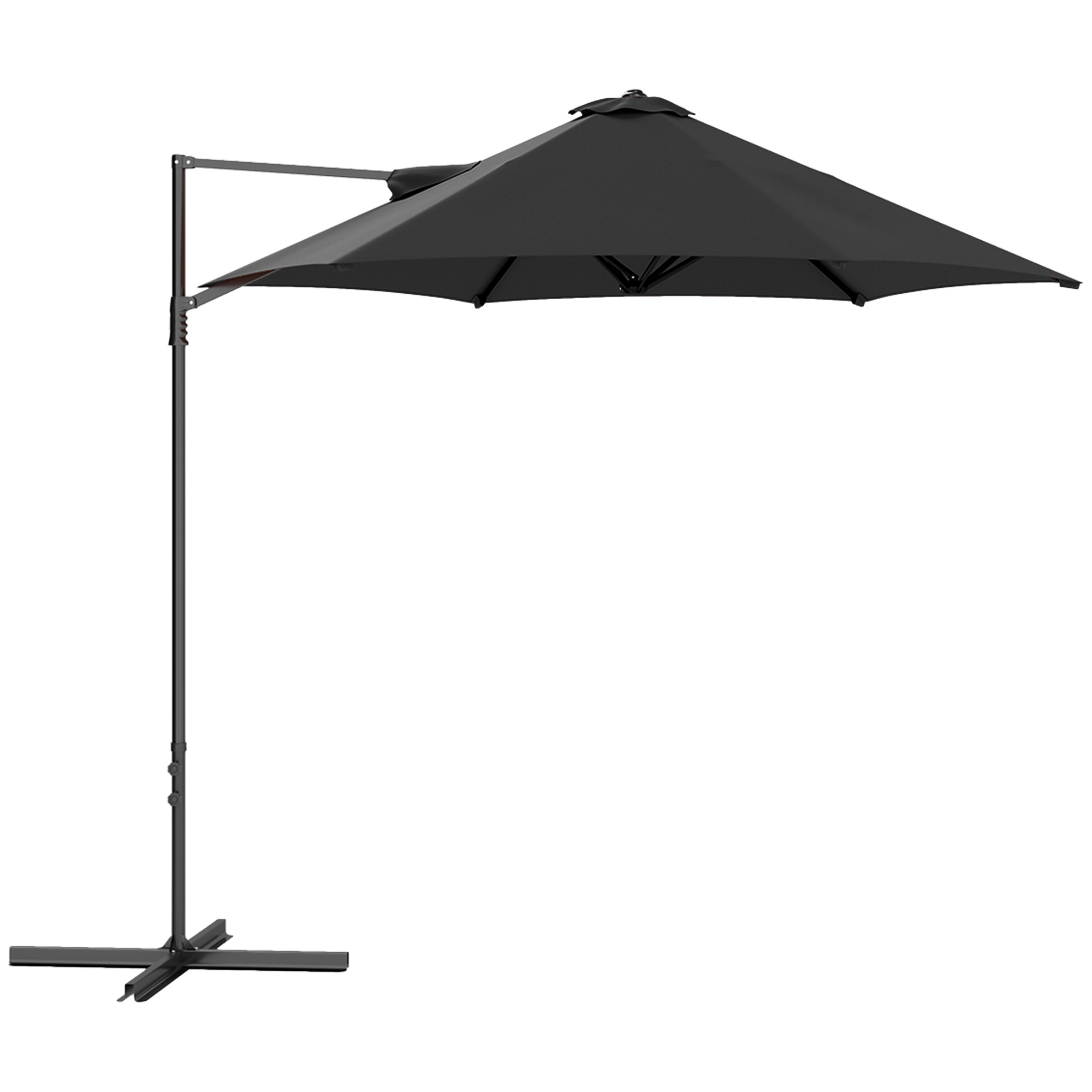 SUNVISTA 2.5m Rotating Cantilever Parasol - Black - Life Essentials