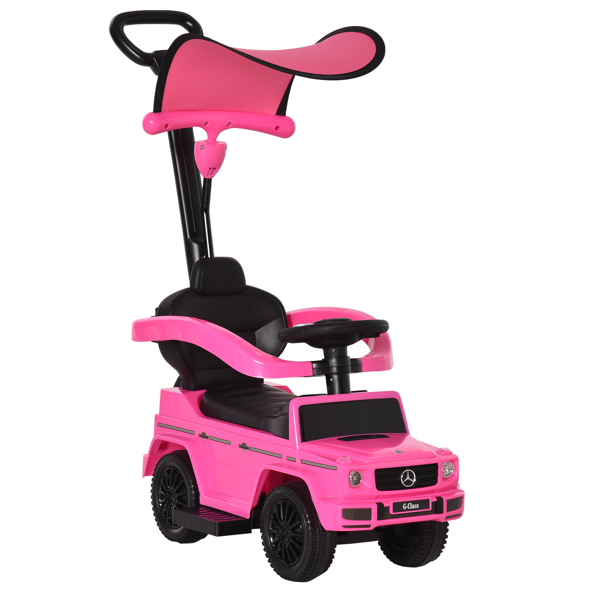 Compatible Ride-On Push Along Car Sliding Walker Mercedes-Benz G350 Walker Foot to Floor Slider Stroller Toddler Vehicle Steering Wheel Pink - Life 