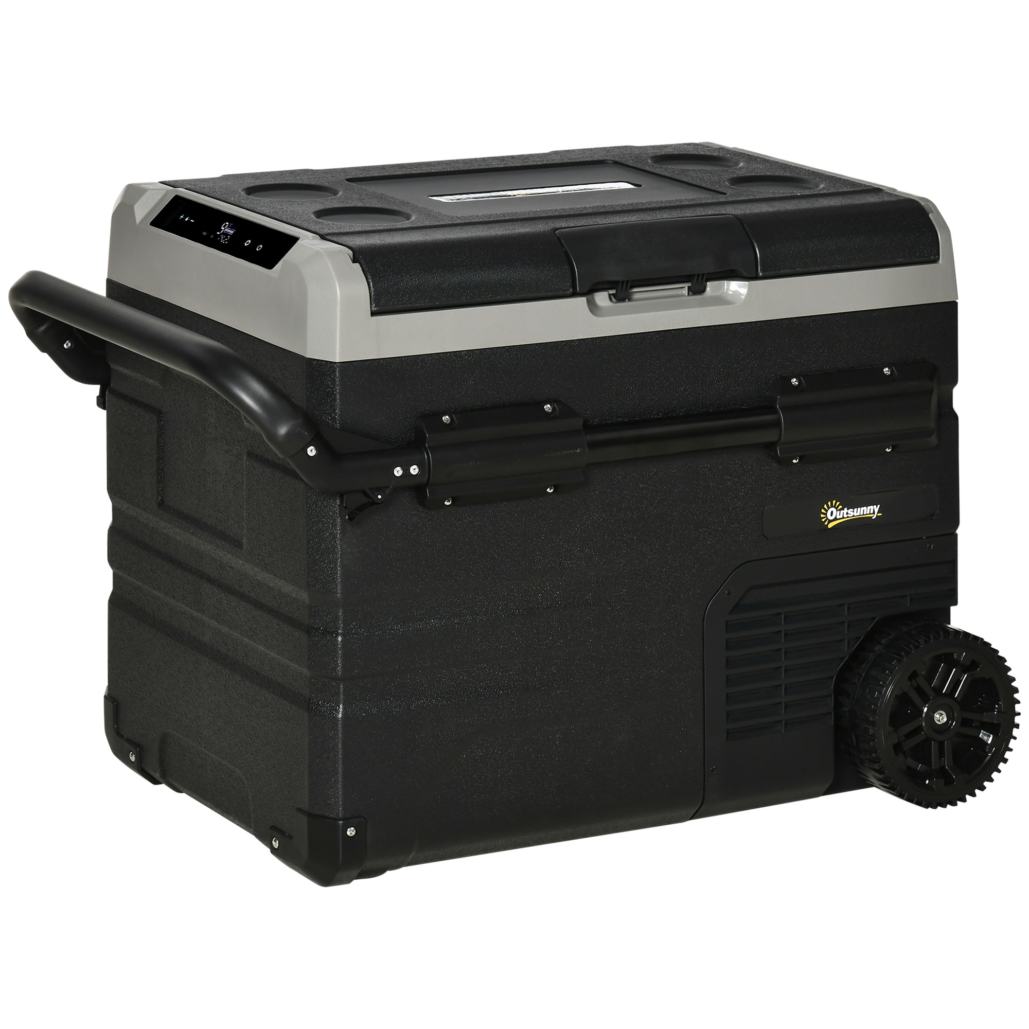 50L Car Refrigerator, Portable Compressor Cooler Box, Fridge Freezer w/ Inner LED Light & Foldable Handles, 12/24V DC and 110-240V AC - Life 