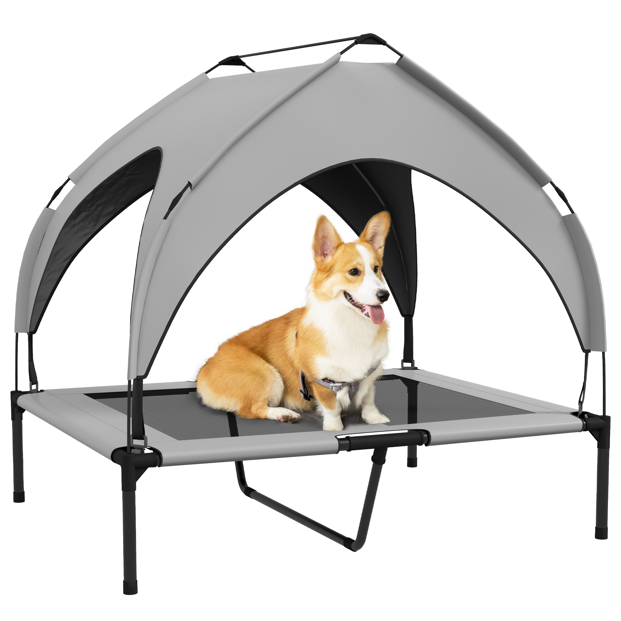 Cooling Raised Pet Bed w/ Washable Breathable Mesh, for Medium, Large Dogs, 91 x 76 x 89cm - Light Grey - Life Essentials