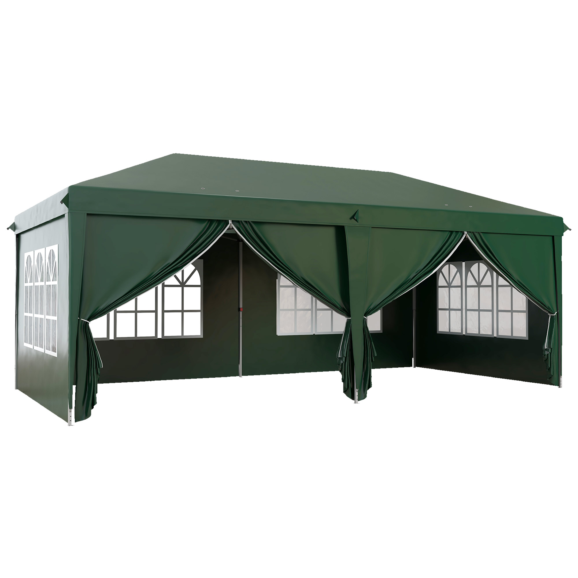 3 x 6m Garden Pop Up Gazebo, Wedding Party Tent Marquee, Water Resistant Awning Canopy With Sidewalls, Windows, Drainage Holes - Life Essentials