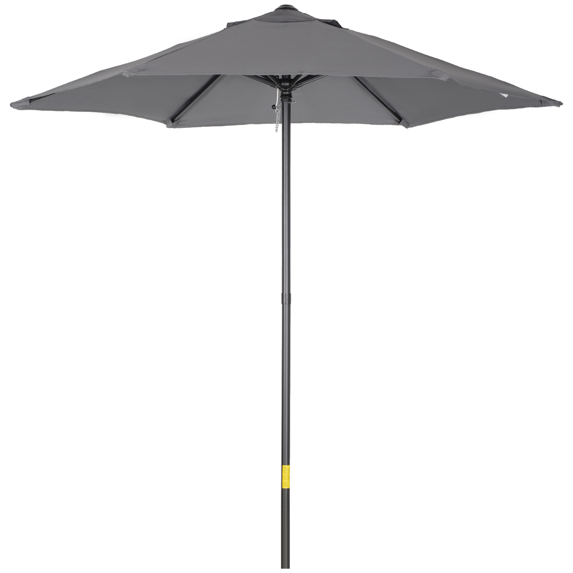 2m Patio Parasols Umbrellas, Outdoor Sun Shade with 6 Sturdy Ribs for Balcony, Bench, Garden, Dark Grey - Life Essentials