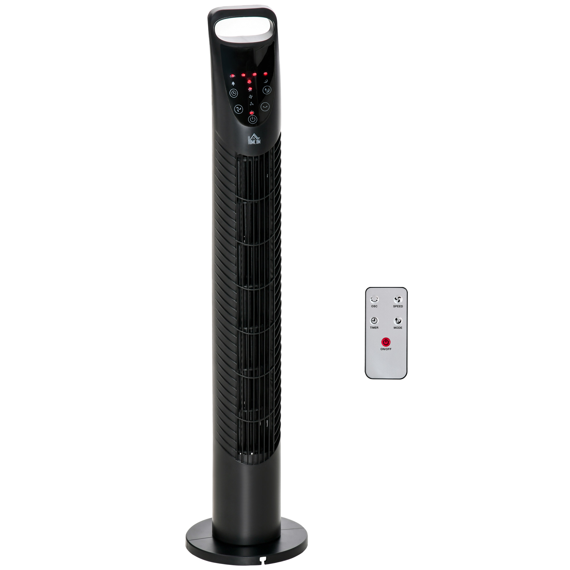 Tower Fan Oscillating 3 Speeds 3 Winds 40W w/ Remote Control Timer Moving Head Quiet Operation Home Office Bedroom Black - 78.5H cm - Life Essentials