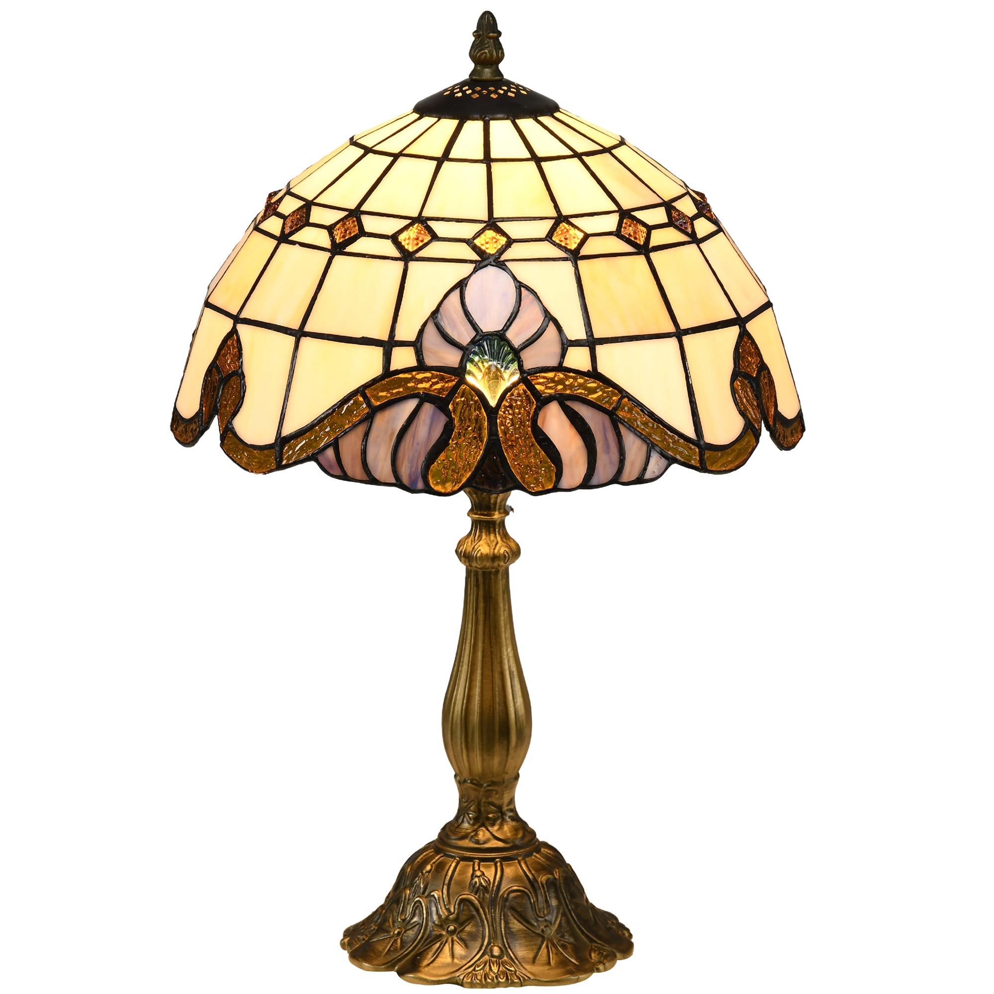 Scott Stained Glass Bedroom Table Lamp Handmade Antique Bedside Light - Decor