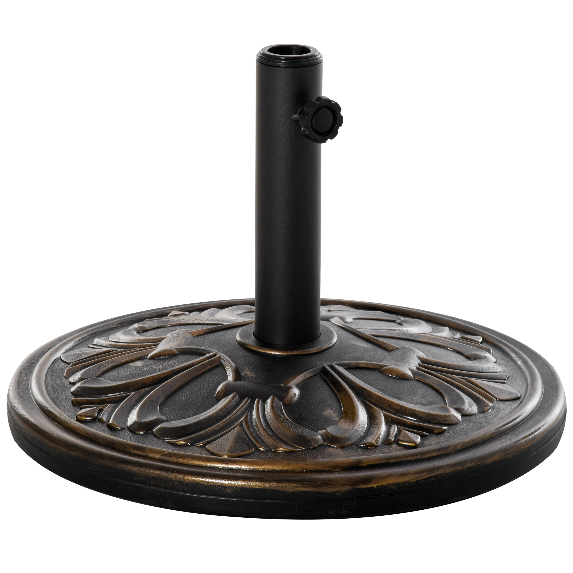 13kg Round Umbrella Base Outdoor Parasol Base Weight Stand Holder for Outdoor Garden Bronze Tone - Life Essentials