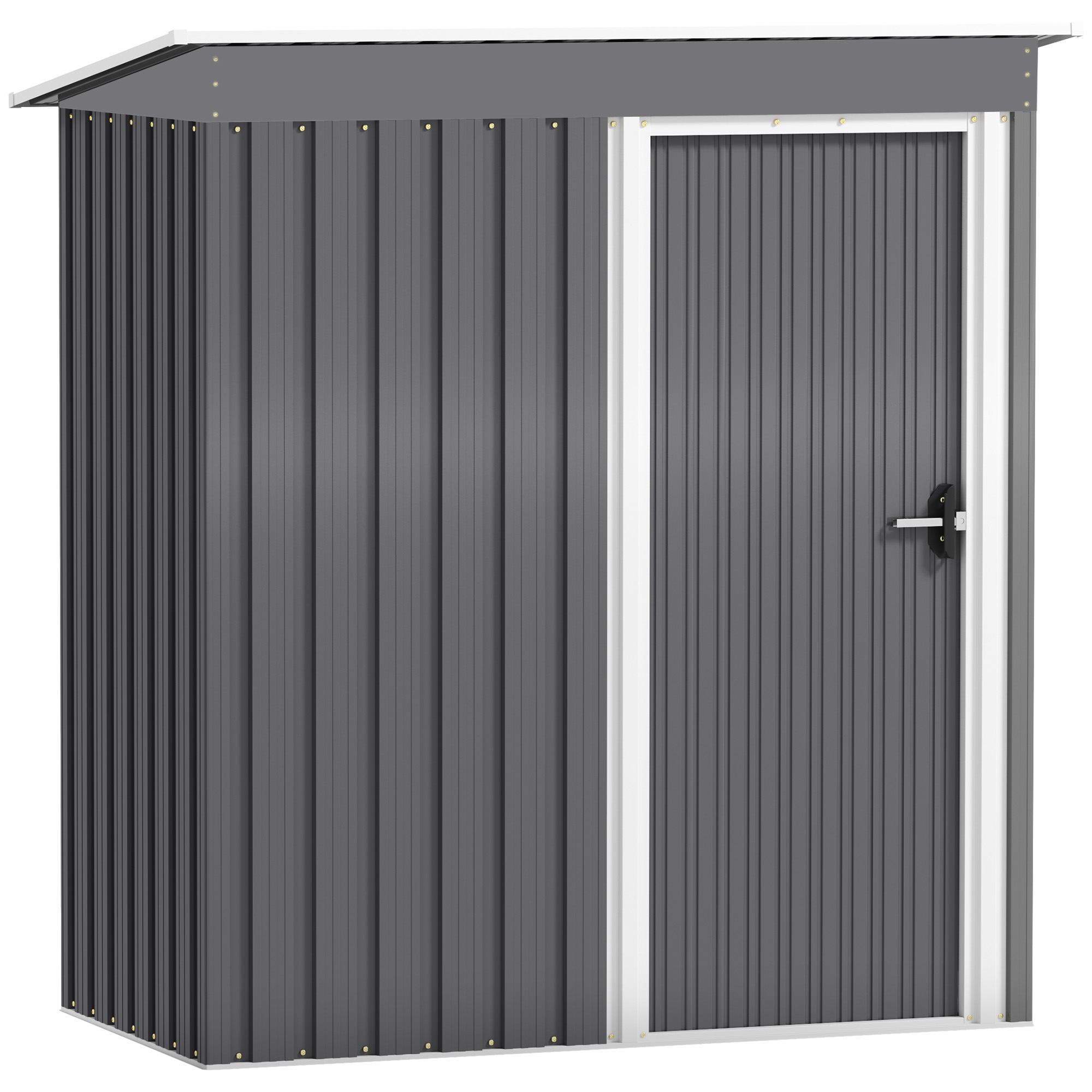 SUNVISTA 5 x 3ft Garden Storage Shed with Sliding Door and Sloped Roof Outdoor Equipment Tool, Light Grey - Life Essentials