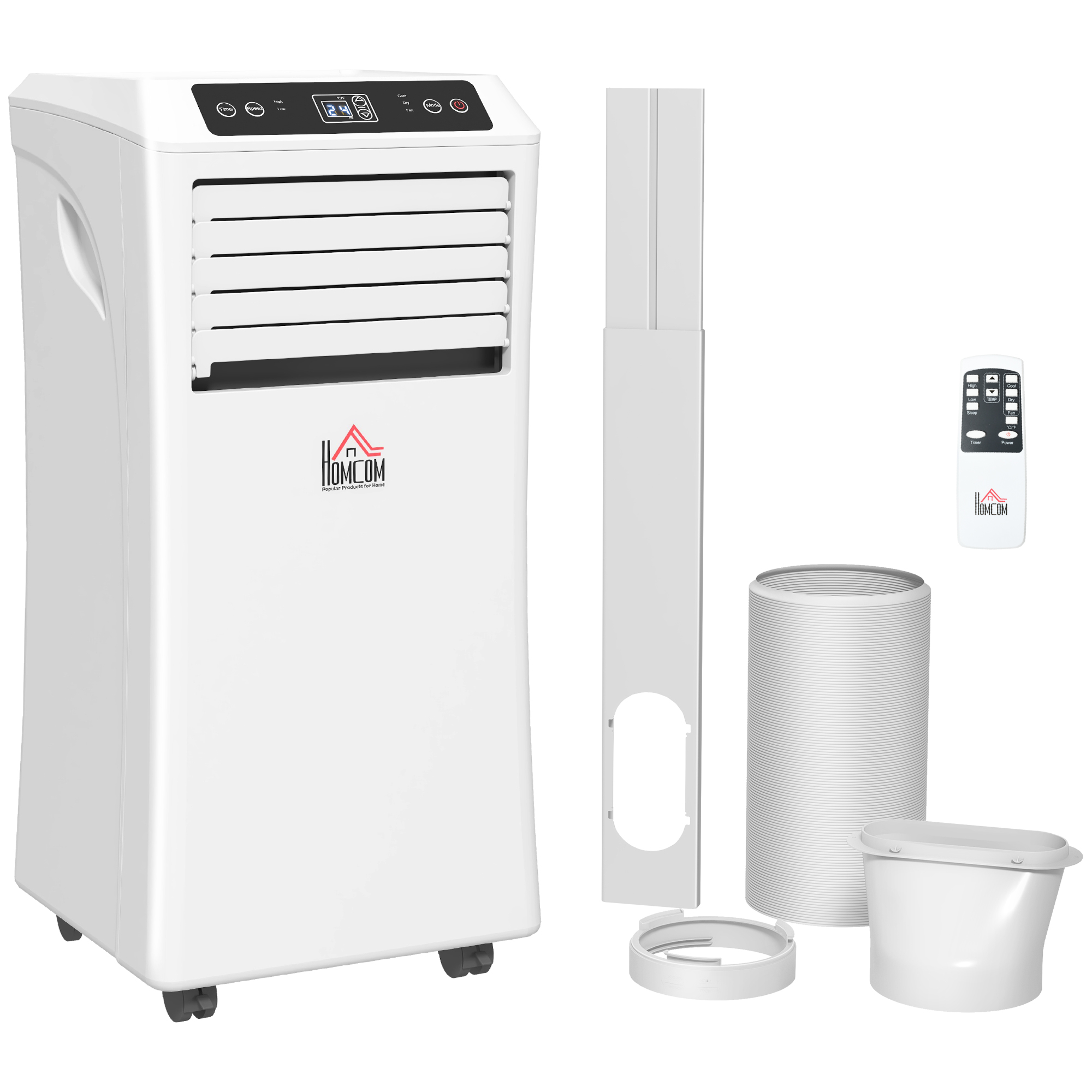 Mobile Air Conditioner with Remote Control, Timer, Cooling Dehumidifying Ventilating, LED Display White - 1080W - Life Essentials