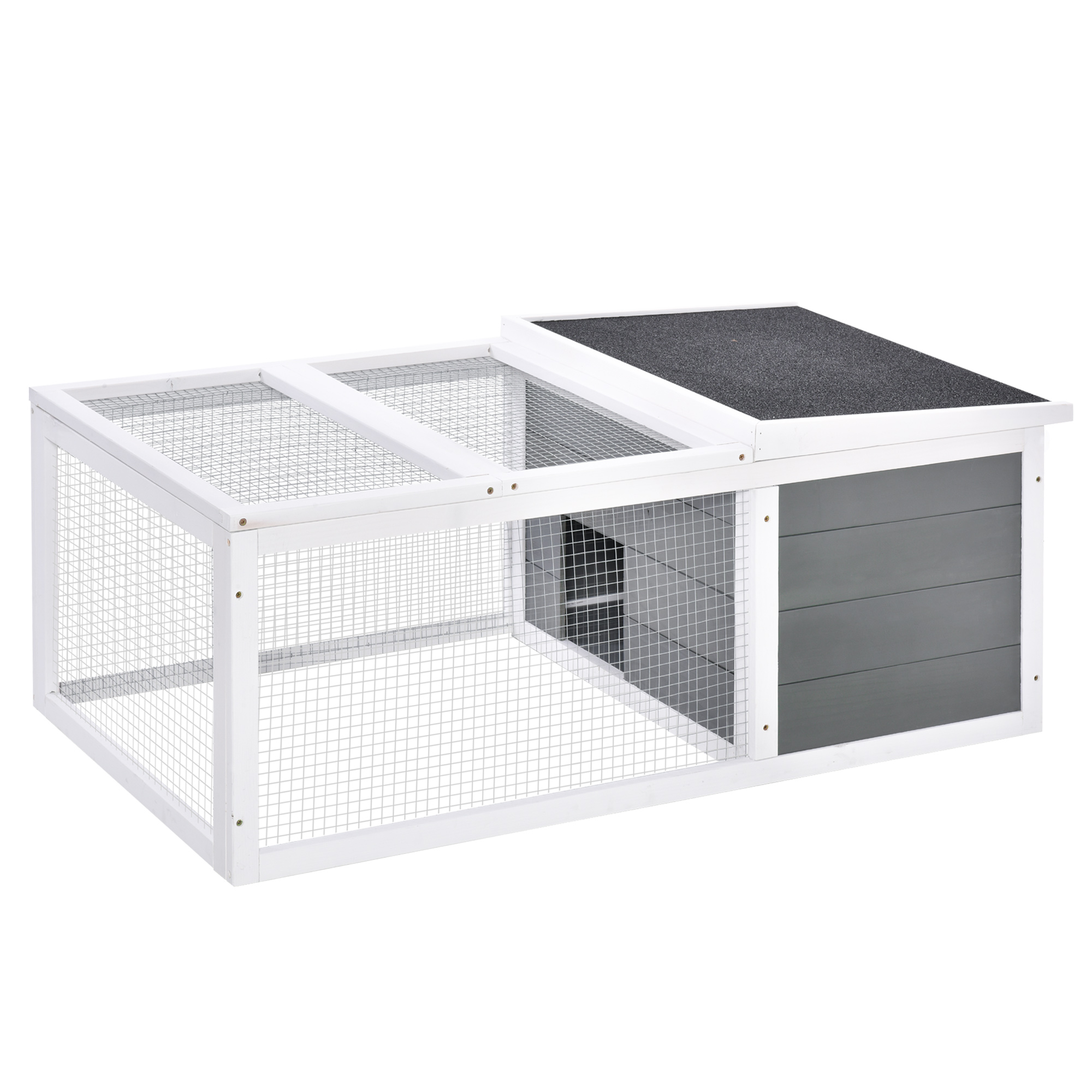 Indoor Outdoor Wooden Rabbit Hutch Small Animal Cage Pet Run Cover, with UV-resistant Asphalt roof and Water-repellent Paint - Life Essentials