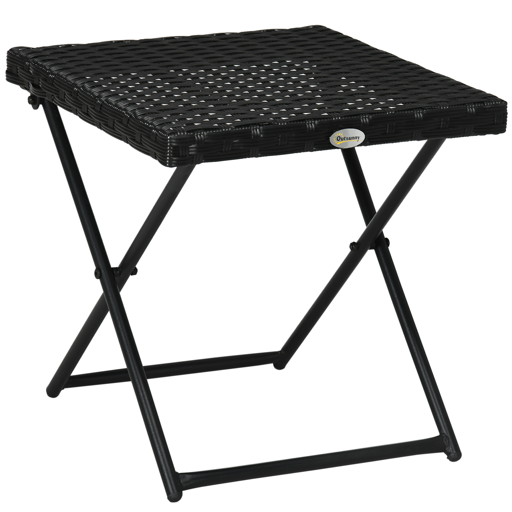 Square PE Wicker Rattan Folding Table - Black - Life Essentials