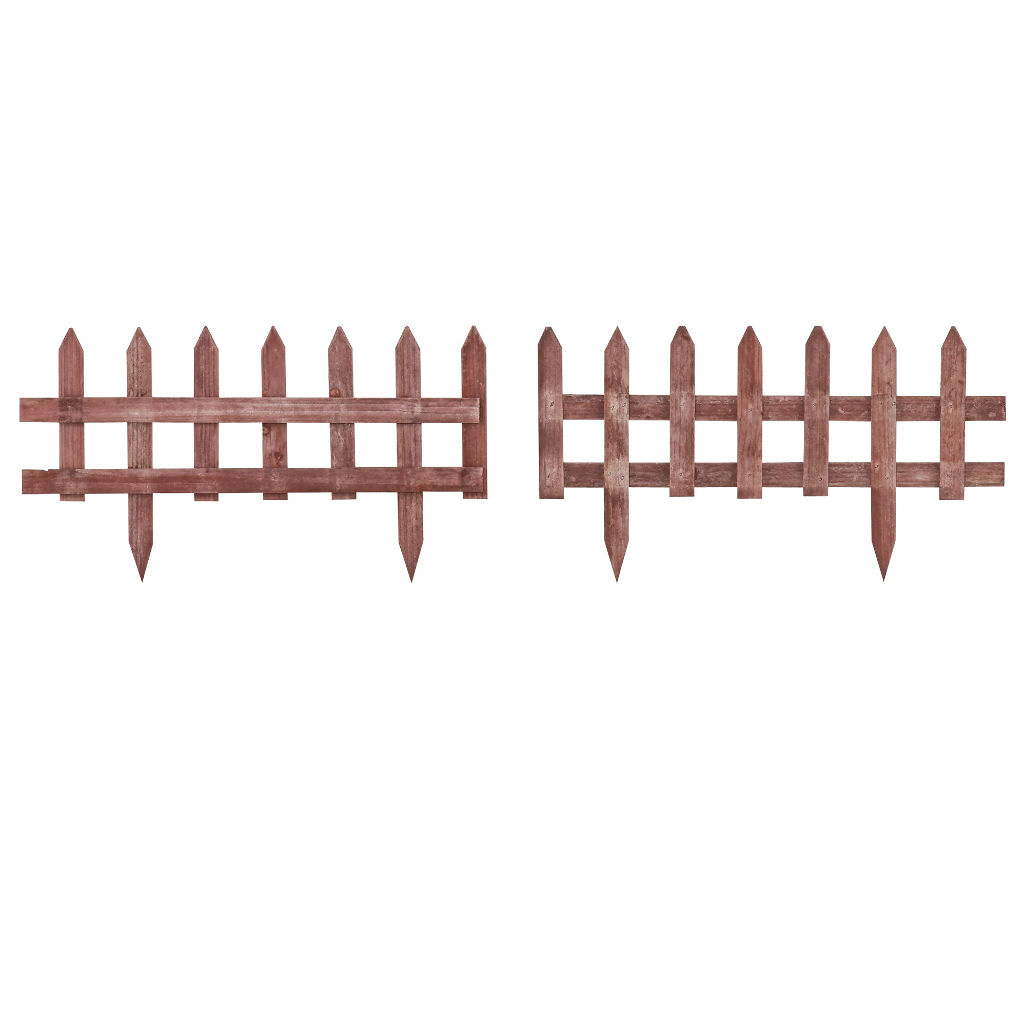 Jones Set of 12 Wooden Garden Fence Pieces - Rustic Brown - Life Essentials