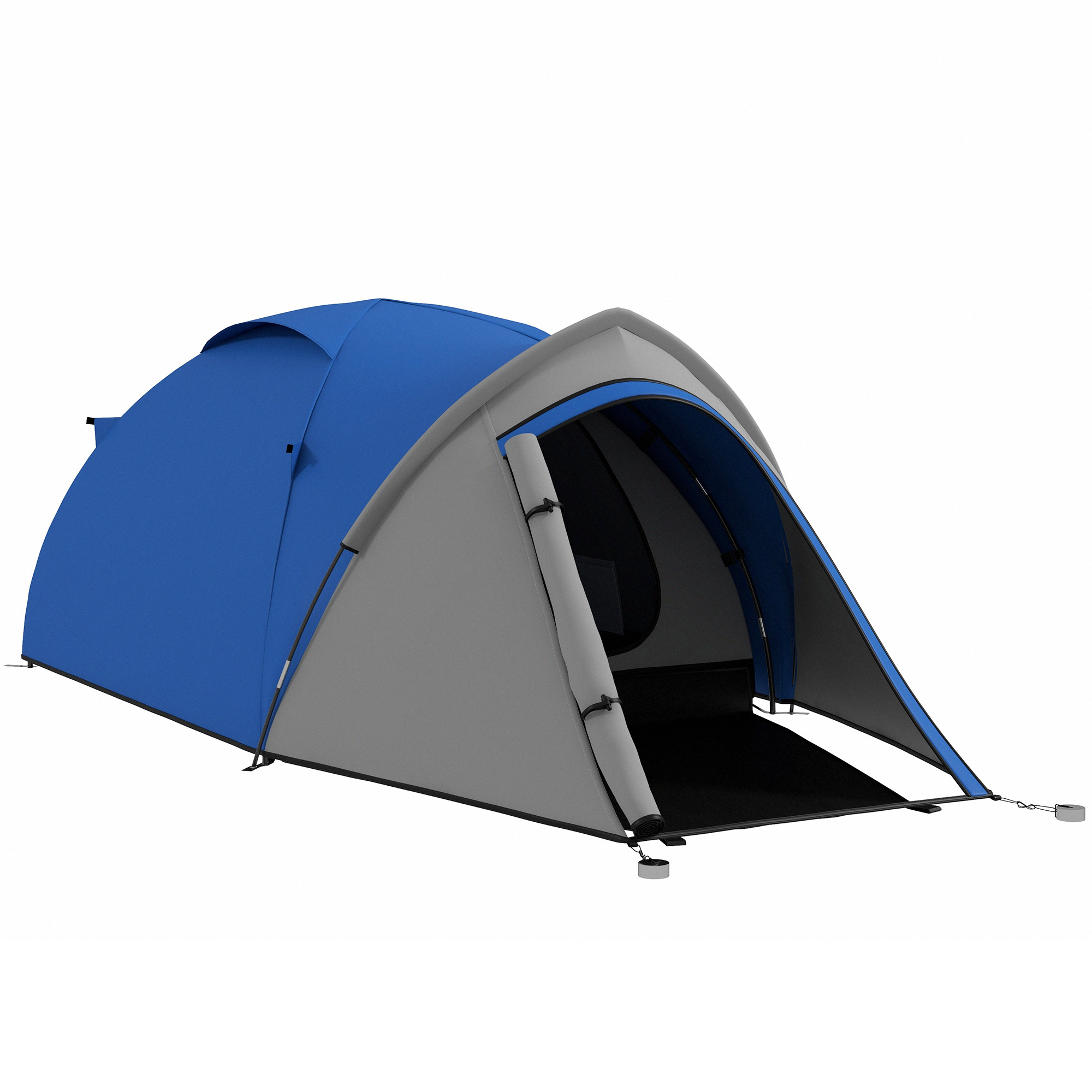 Dome Tent for 2 Person Camping Tent with Large Windows, Waterproof Blue and Grey - Life Essentials