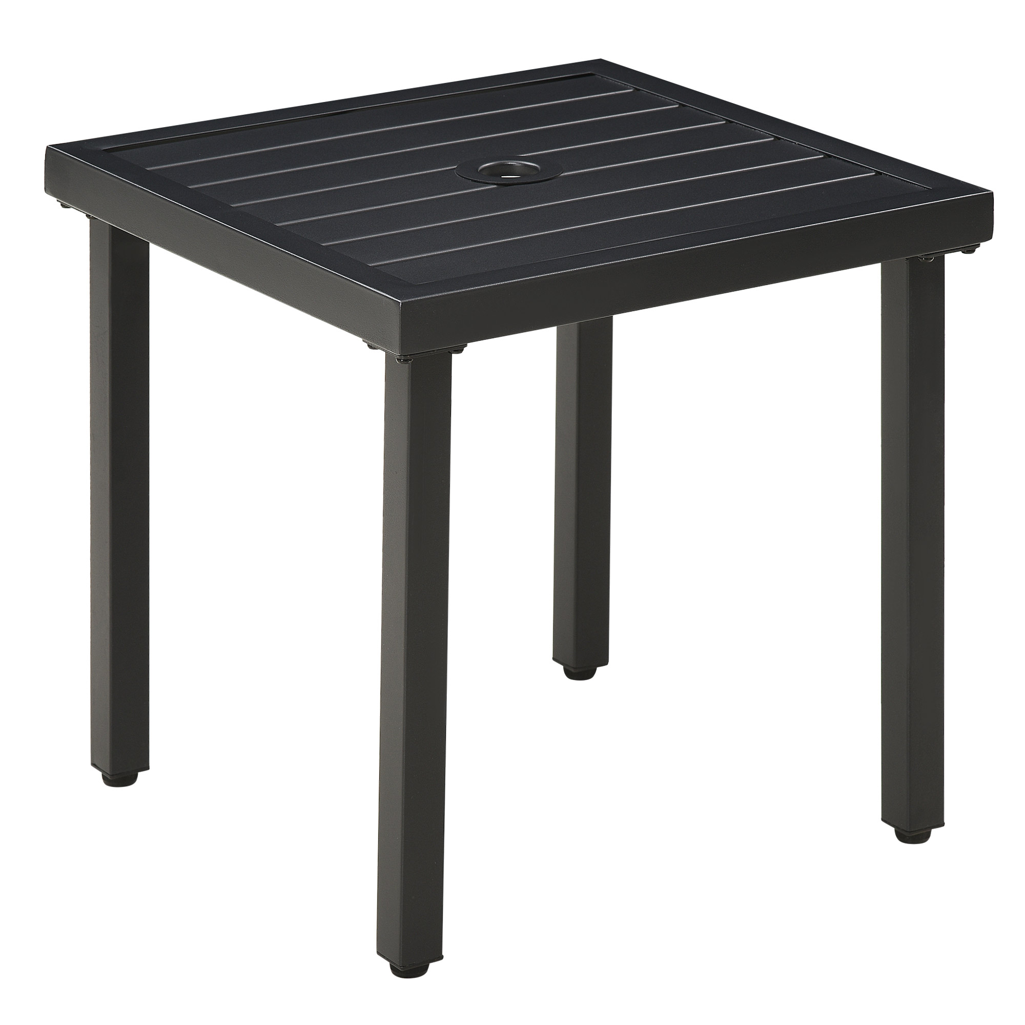 Jones Durable Steel Frame Patio Side Table with Umbrella Hole - Black - Life Essentials