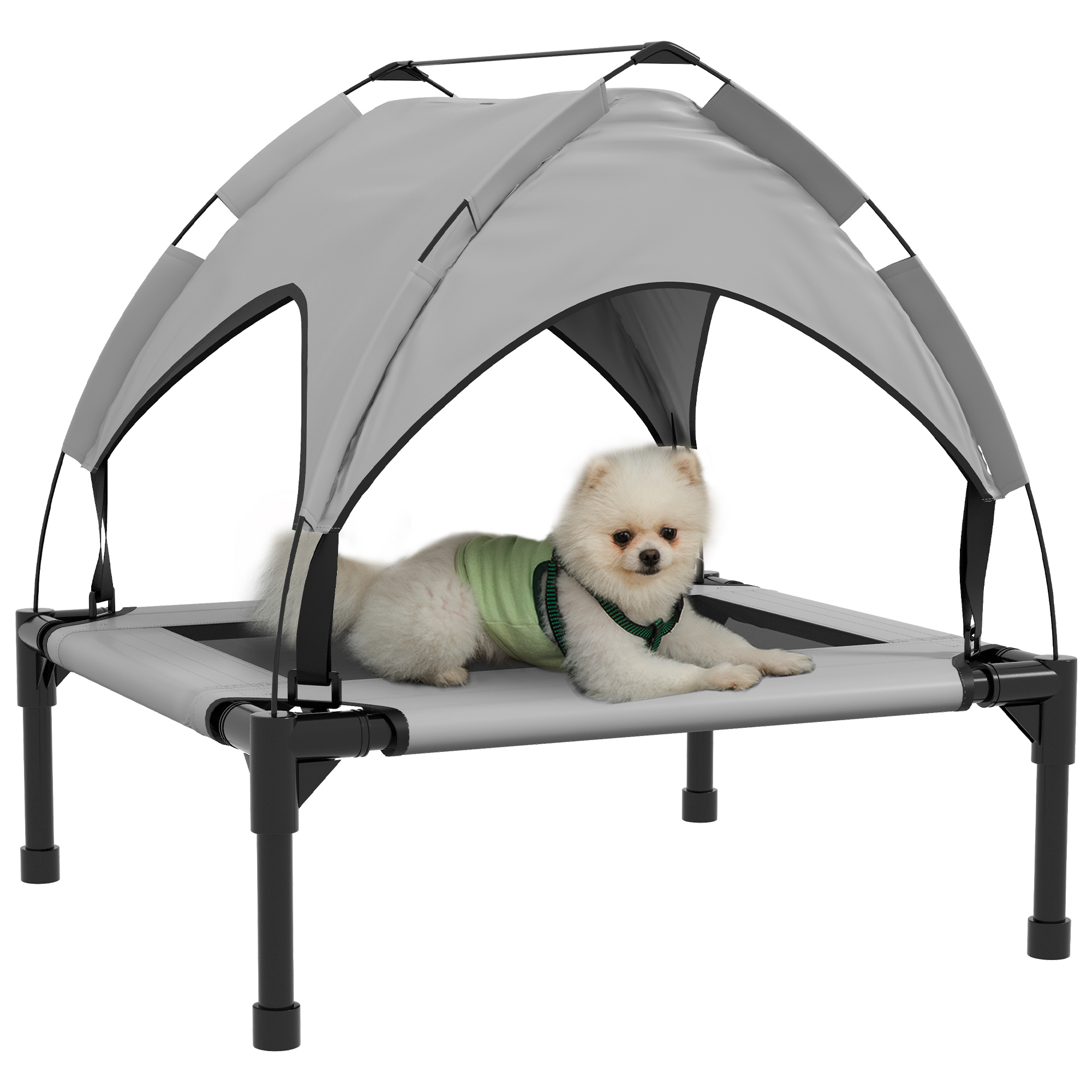 Cooling Raised Pet Bed w/ Washable Breathable Mesh, for Small Medium Dogs, 76 x 61 x 69.5cm - Light Grey - Life Essentials