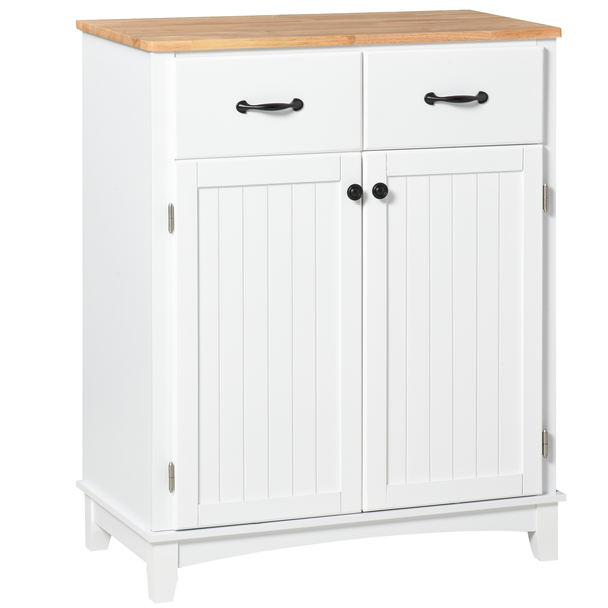 Modern Organising Kitchen Cupboard, Wooden Storage Cabinet, Tableware Organizer with 2 Drawers for Living & Dining Pantry Room, White - Life 