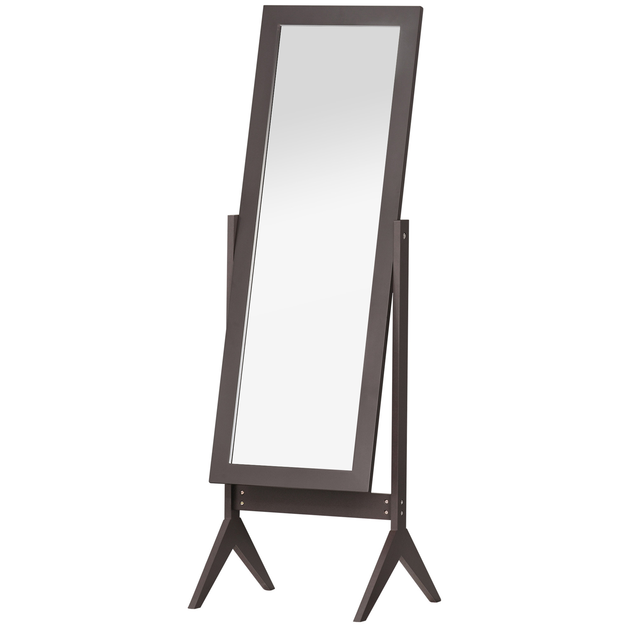 Freestanding Dressing Mirror Bedroom Tall Adjustable Angle 148x47cm Brown - Life Essentials