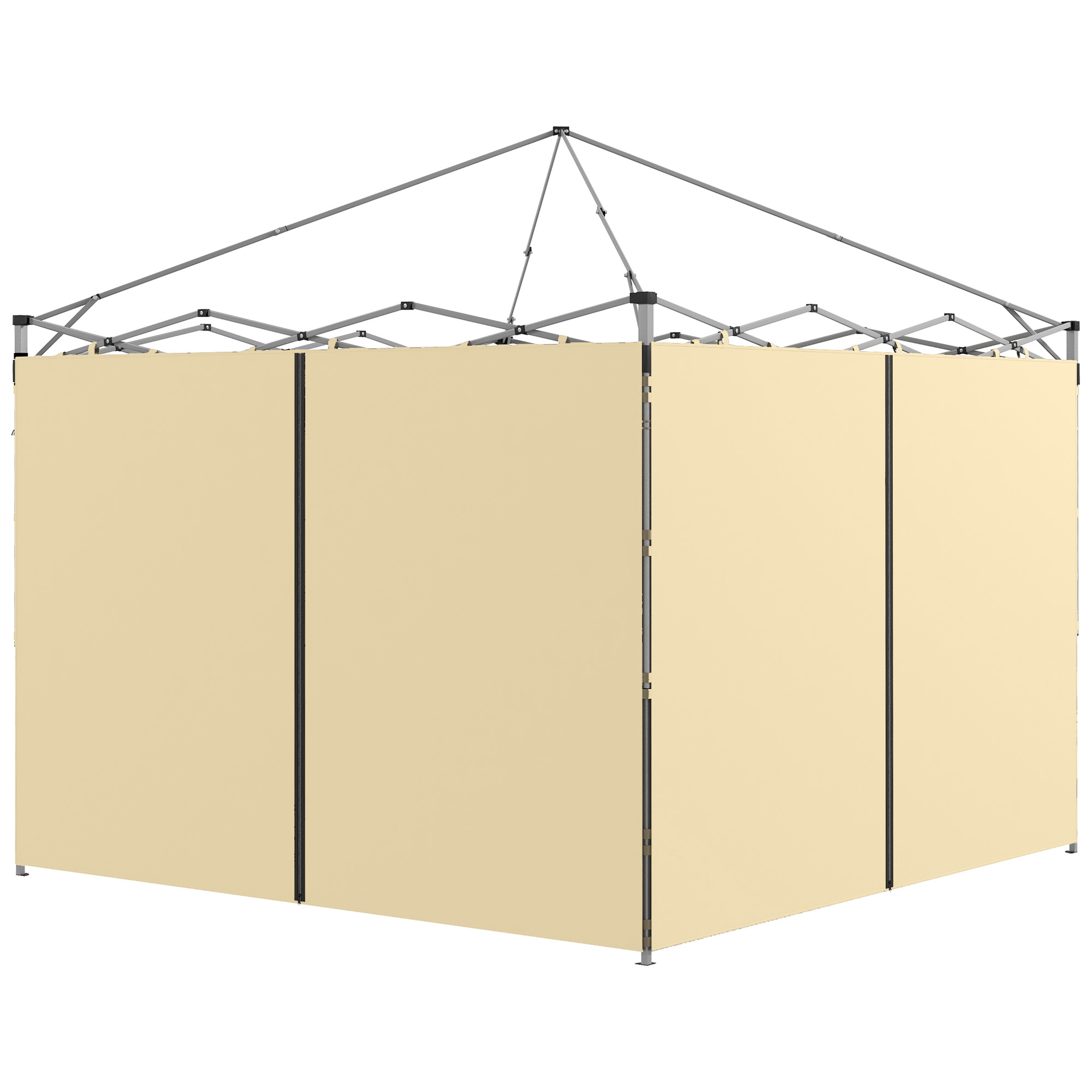 Gazebo Side Panels, 2 Pack Sides Replacement, for 3x3(m) or 3x6m Pop Up Gazebo, with Zipped Doors, Beige - Life Essentials