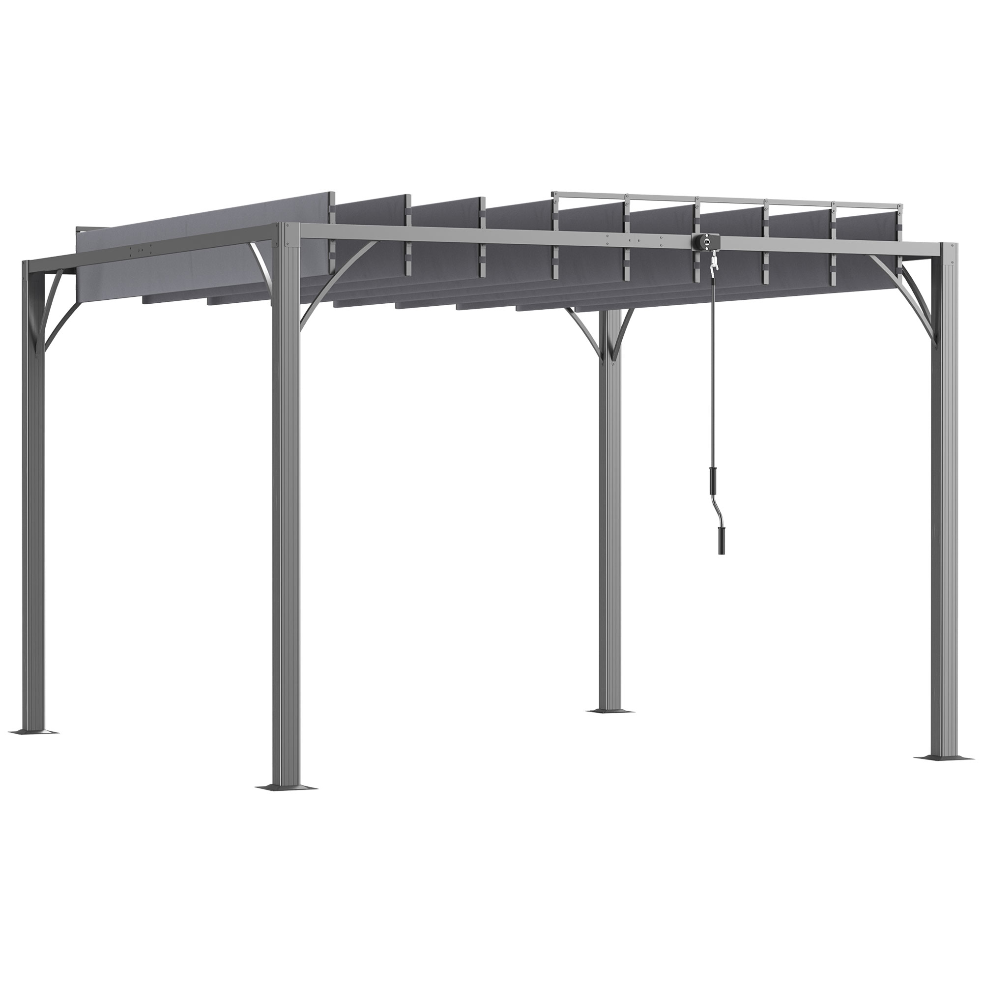3 x 3(m) Outdoor Pergola with Retractable Roof, Aluminium Louvered Patio Gazebo Canopy for Lawn Garden Patio, Grey - Life Essentials