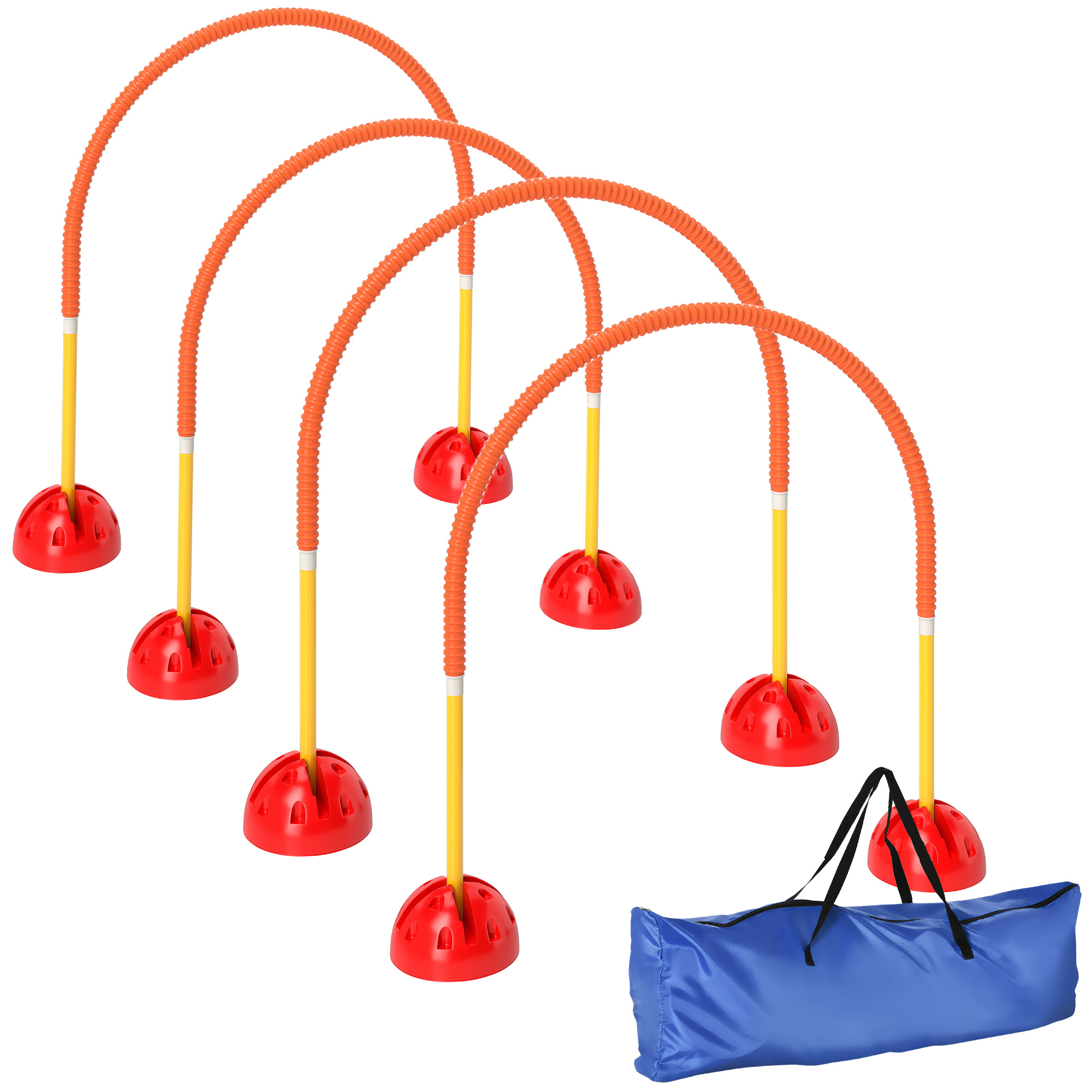 PAWSTER 4 Piece Dog Agility Training Equipment with 4 Adjustable Width Doors, Carry Bag, for Garden, Orange - Life Essentials