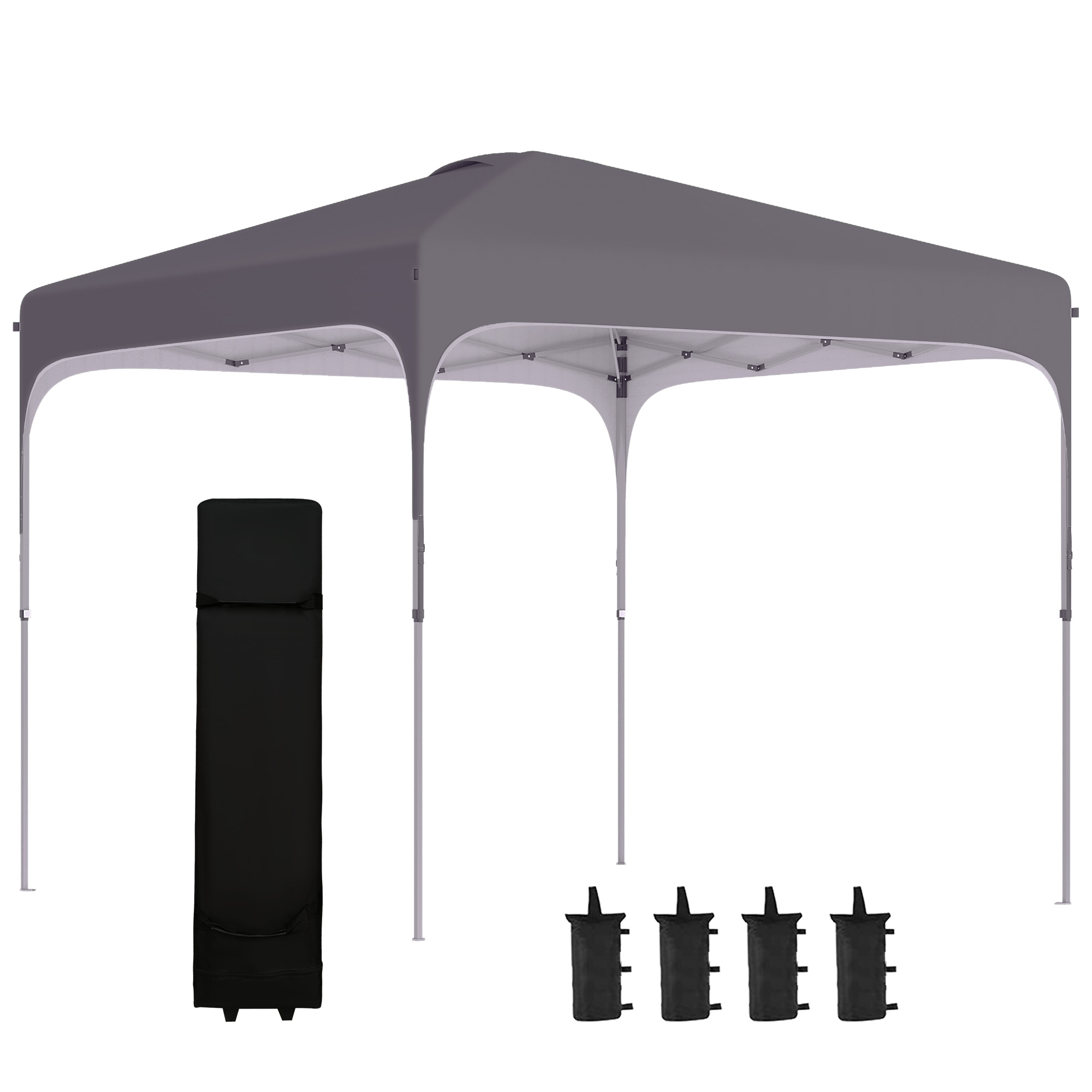 3 x 3 (M) Pop Up Gazebo, Foldable Canopy Tent with Carry Bag with Wheels and 4 Leg Weight Bags for Outdoor Garden Patio Party, Dark Grey - Life 