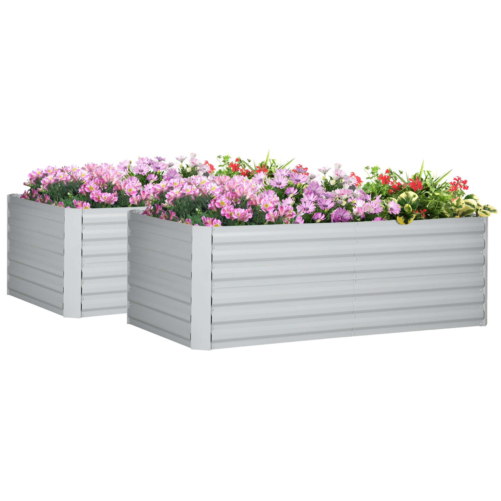 Jones Set of 2 Galvanised Steel Raised Beds for Garden - Dark Grey - Life Essentials