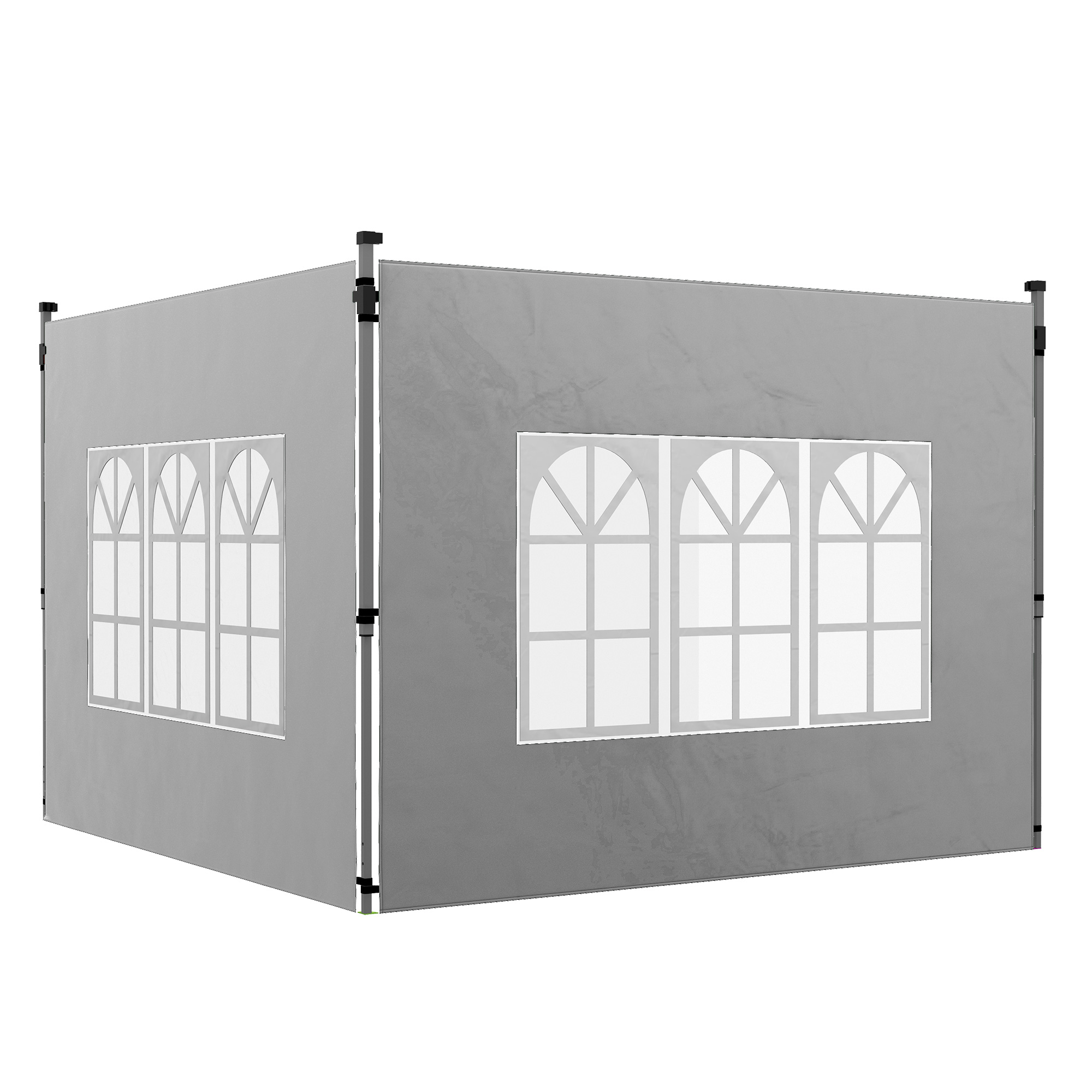 Gazebo Side Panels, Sides Replacement with Window for 3x3(m) or 3x4m Pop Up Gazebo, 2 Pack, Grey - Life Essentials