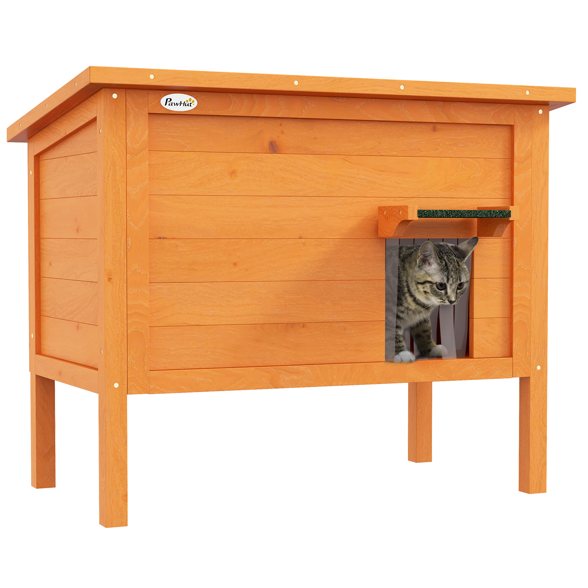Shelley Feral Cat House Insulated with Removable Floor - Orange - Life Essentials
