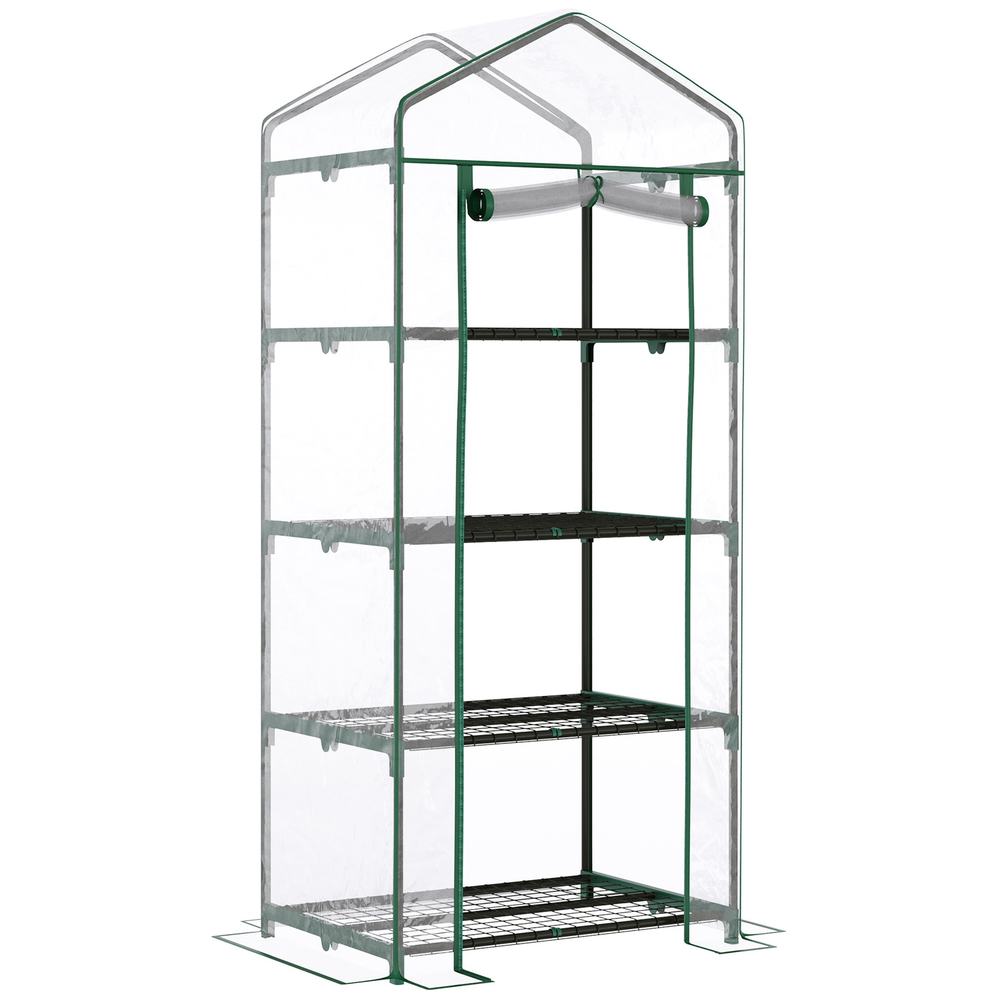 4 Tiers Mini Portable Greenhouse Plant Grow Shed Metal Frame Transparent Clear Cover 160H x 70L x 50Wcm - Life Essentials