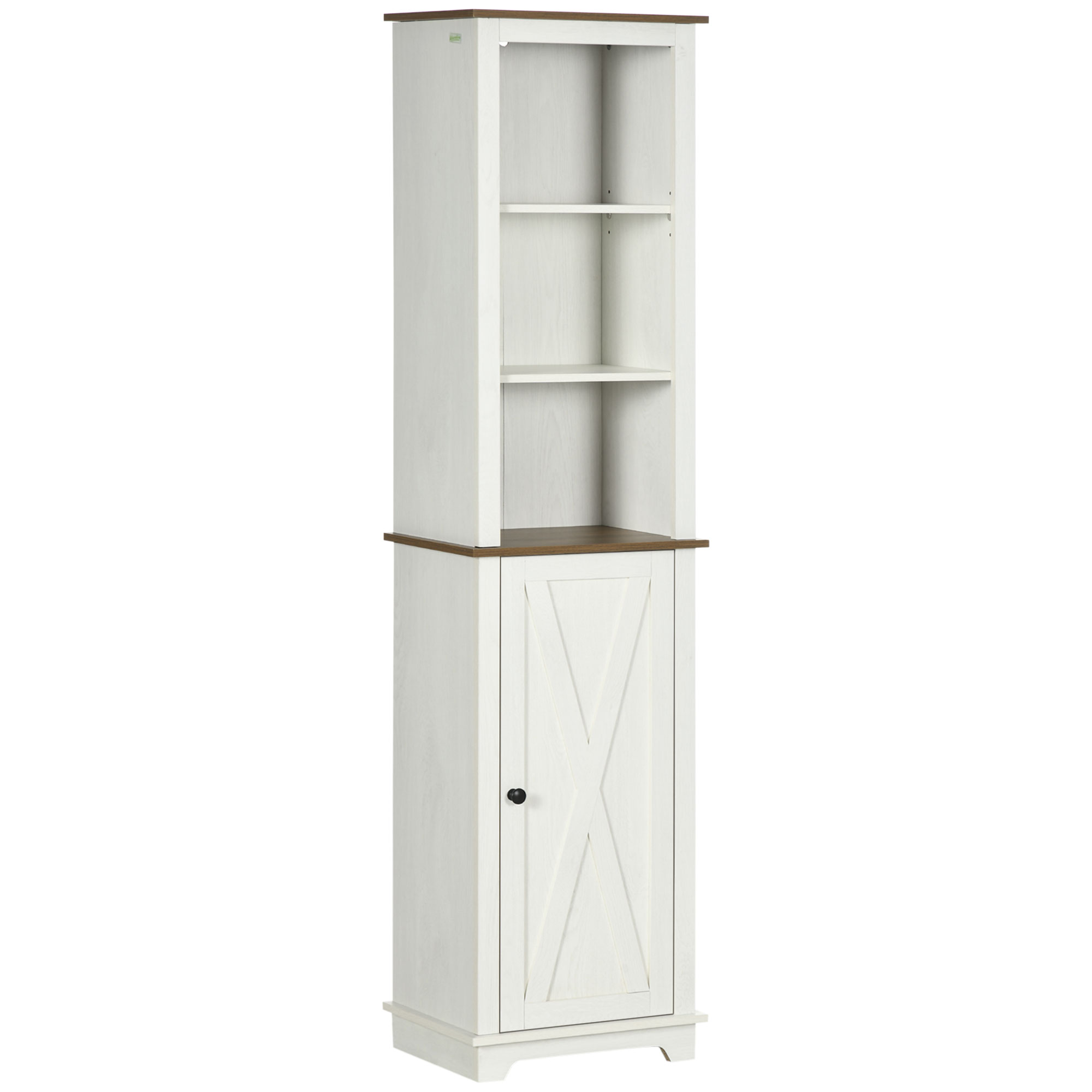 kleankin Bathroom Cabinet, Tall Storage Cabinet with Door and Adjustable Shelves, 39.5 x 30 x 160 cm, White - Life Essentials